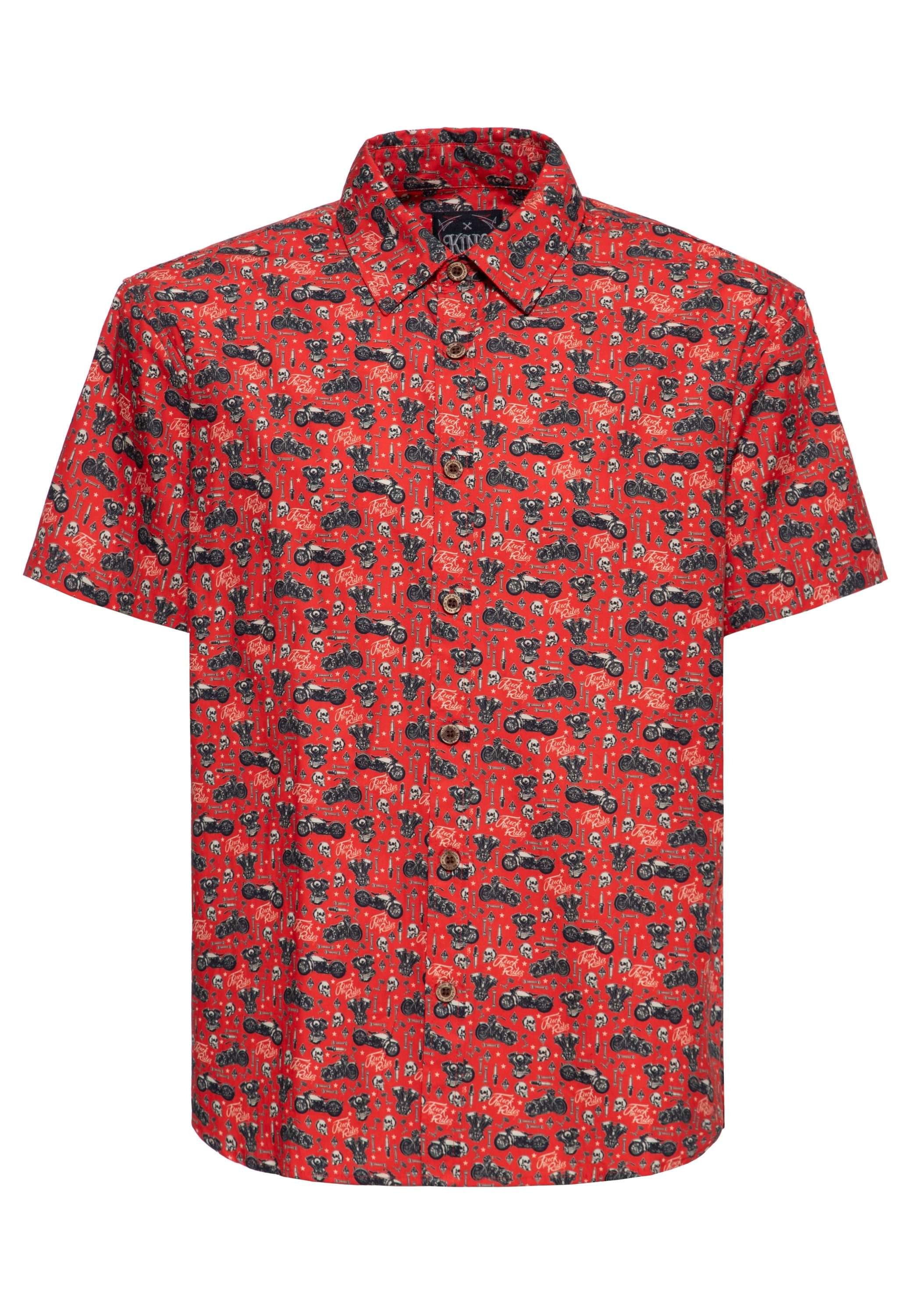 KingKerosin Kurzarmhemd Biker Soul mit Allover-Print im Biker-Stil