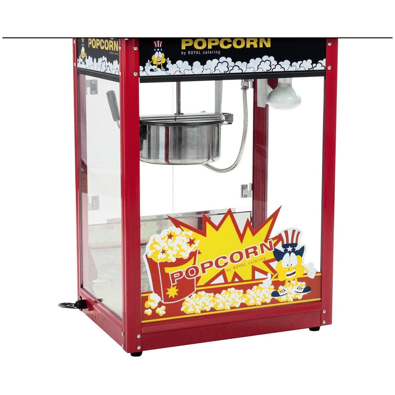 Royal Catering Popcornmaschine 5kg/h Popcornmaker Retro Popcornautomat 1500 W Dach Schwarz Teflon – Bild 4 von 5