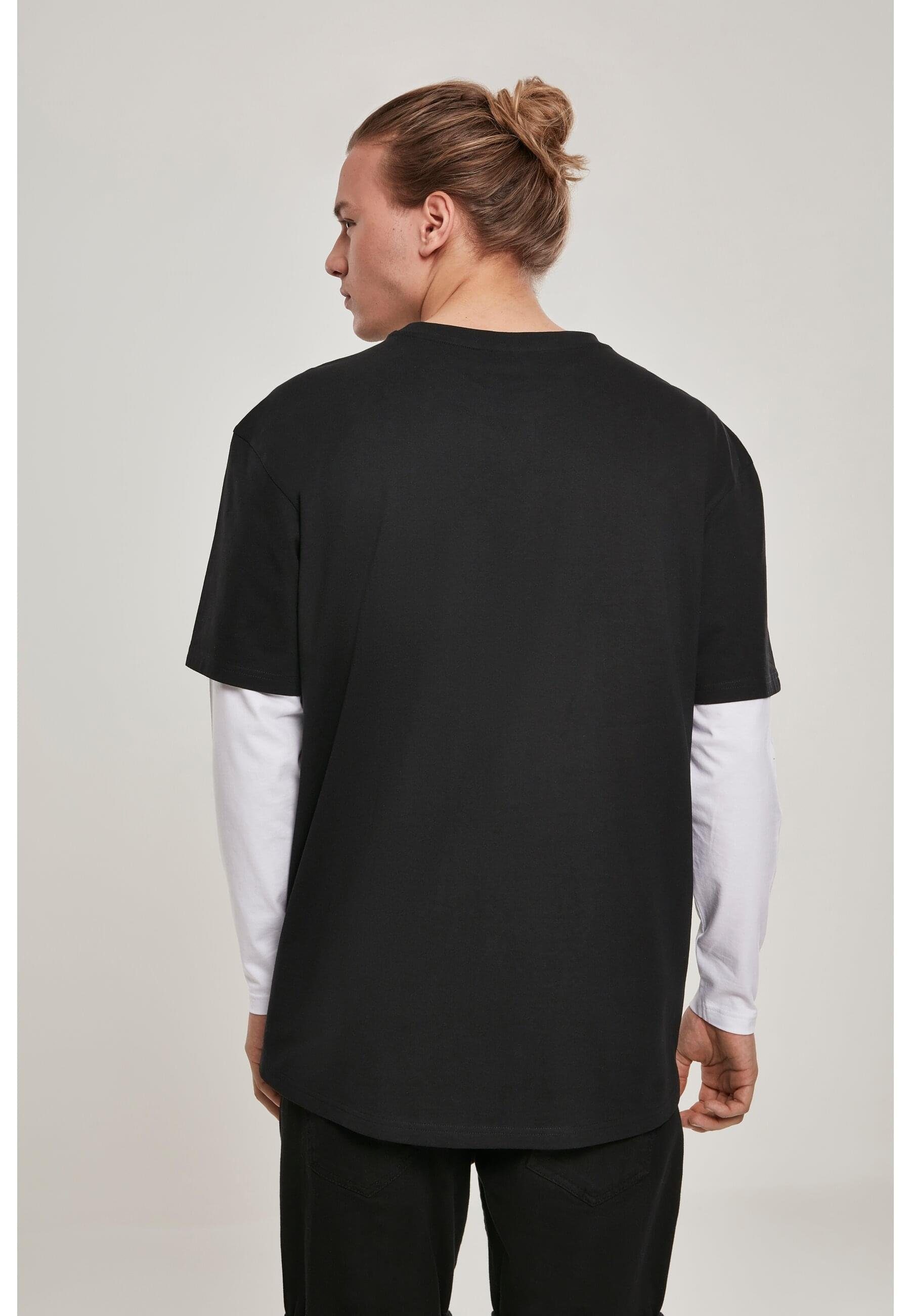 URBAN CLASSICS Double Layer Herren Oversized black/white Tee (1-tlg) T-Shirt LS Shaped