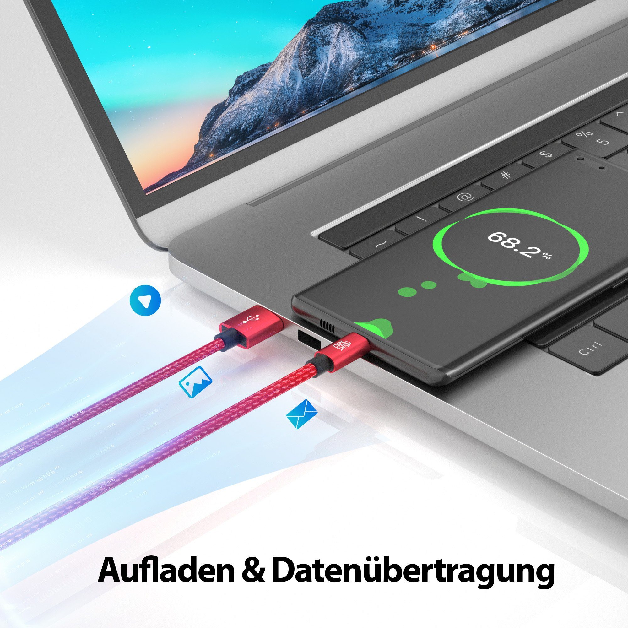 JAMEGA Micro USB Kabel Ladekabel Daten für Tablet Samsung Huawei PS4 XBOX LG USB-Kabel, USB, Micro USB, (100 cm) – Bild 3 von 5