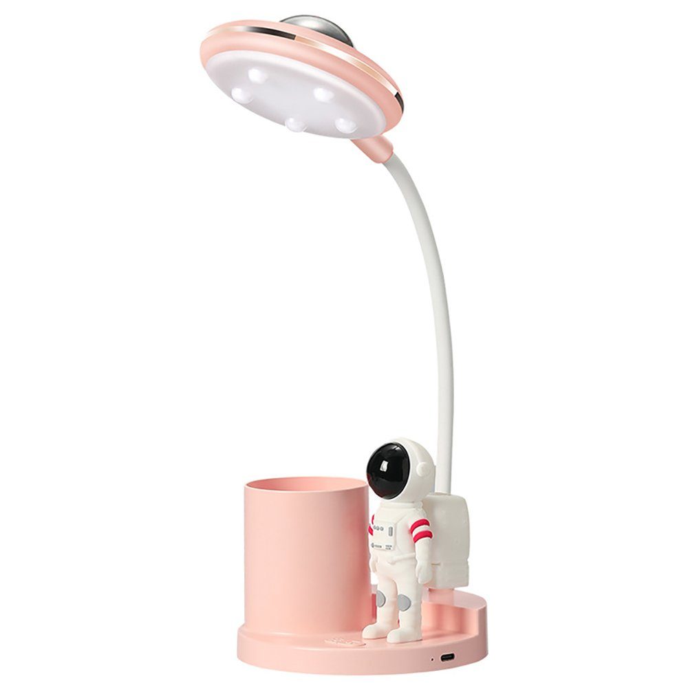 GelldG LED Schreibtischlampe LED Tischlampe mit Stifthalter und Projektion, USB-Anschluss Rosa(0,375 kg)