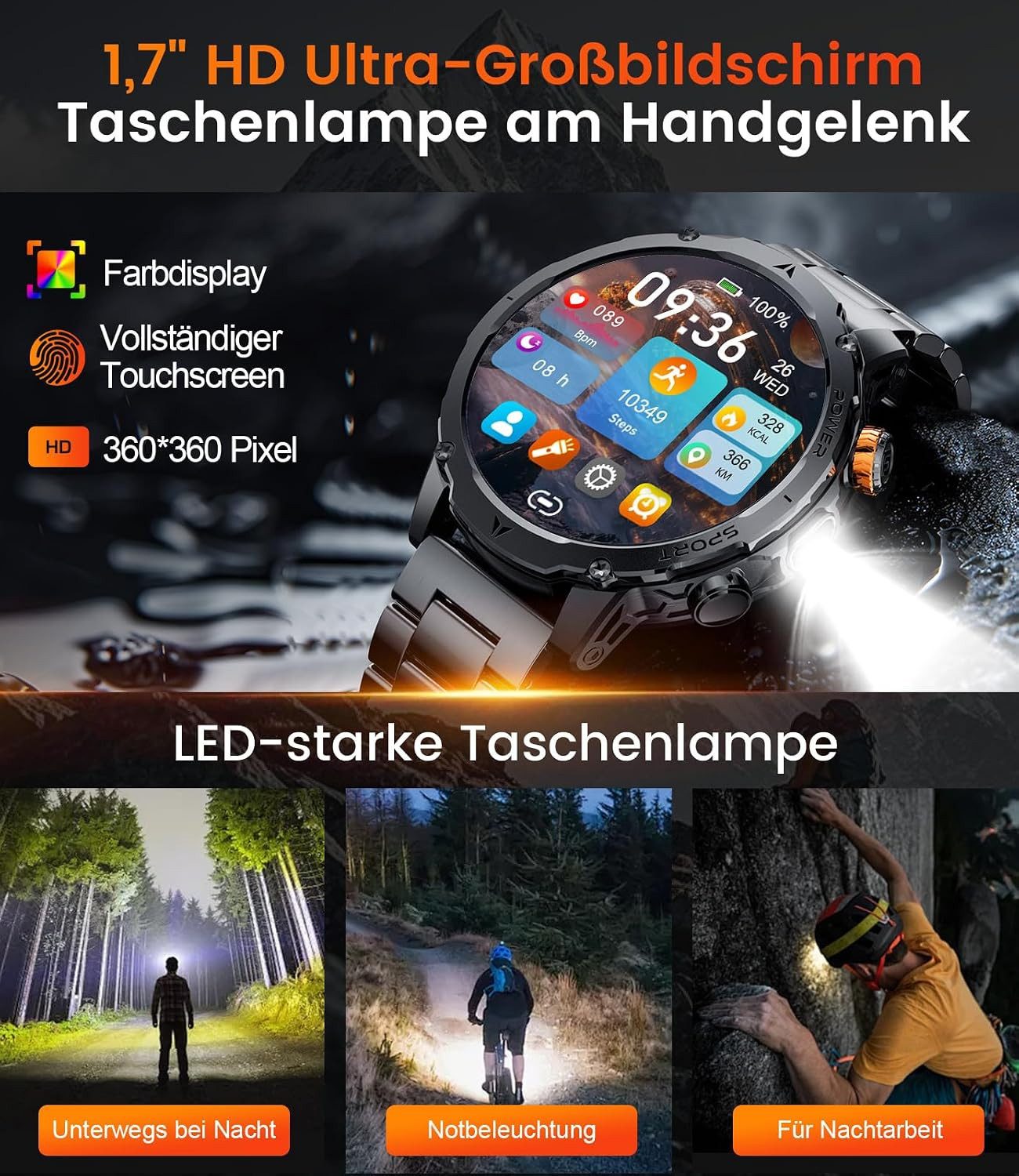 Lige Sportuhr T-Rex3 Pro Smartwatch Sport-Lauftracker Fitness Tracker, 500 anpassbare Zifferblätter, Handgelenk-Aktivierung