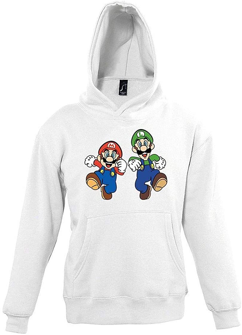 Youth Designz Kapuzenpullover Kinder Kapuzenpullover Hoodie Pullover Mario & Luigi mit modischem Print Weiß