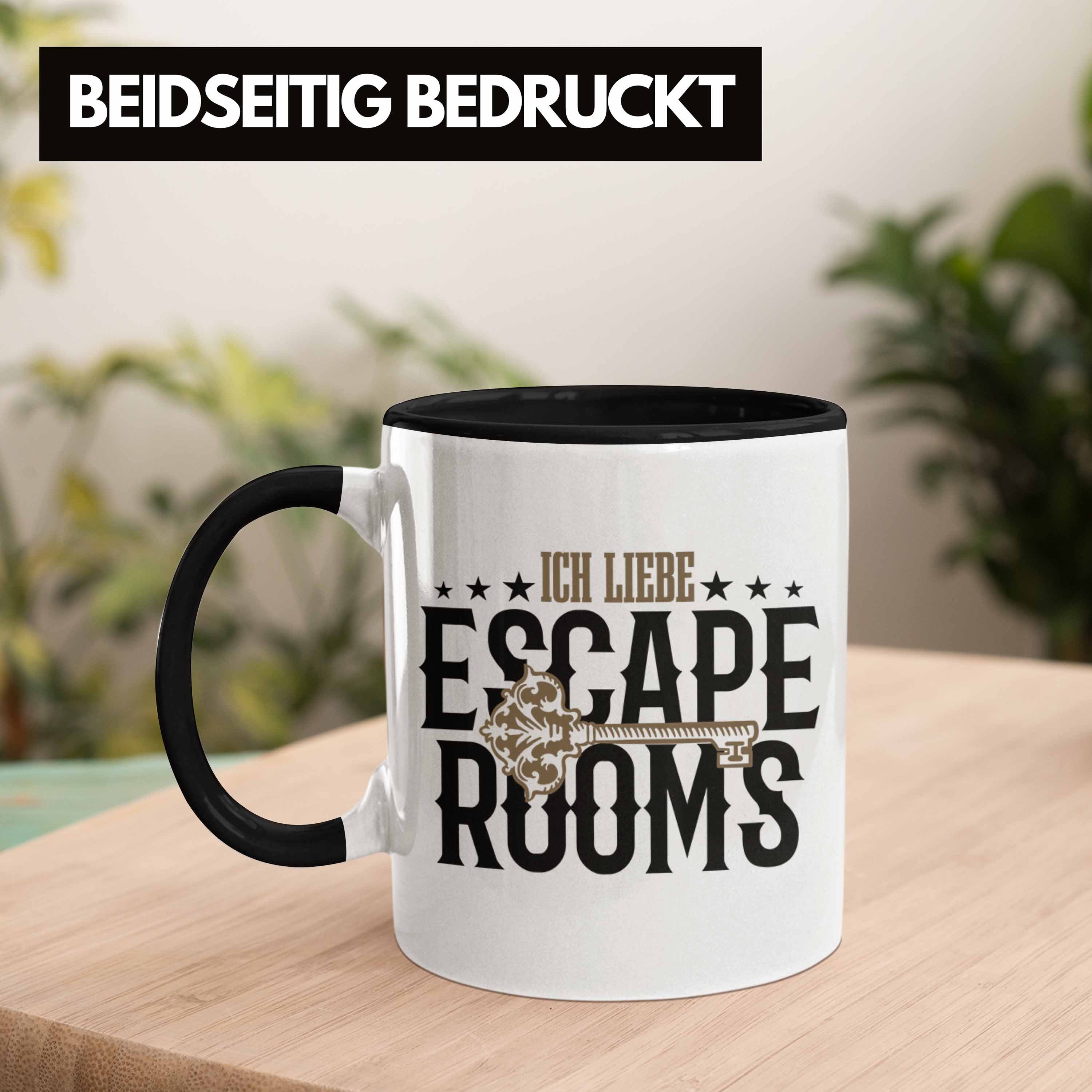 Trendation Tasse Escape Room Escape Schwarz Lustige Tasse Fans Room Geschenkidee