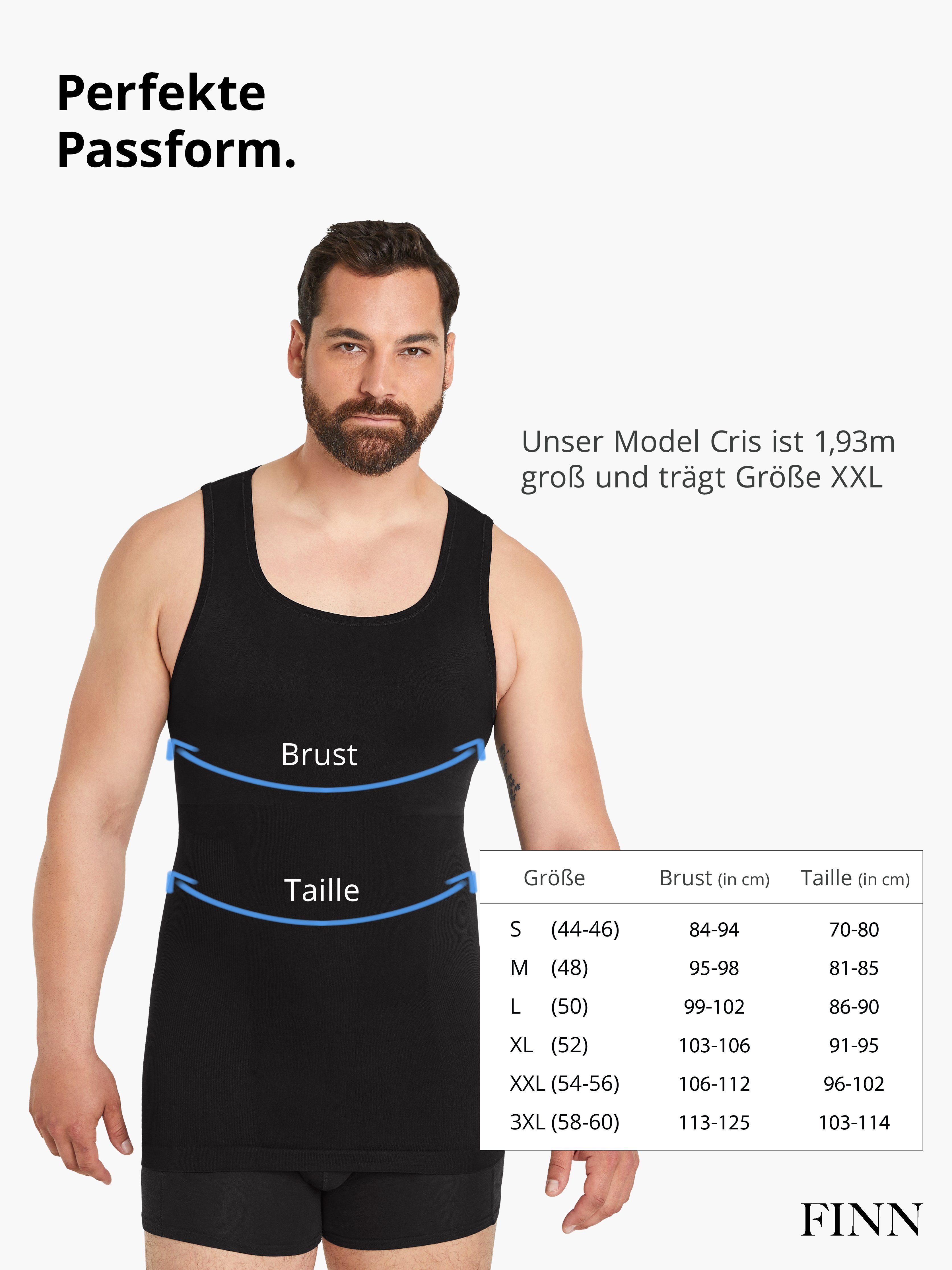 für Body-Shaper ohne FINN Seamless Schwarz Nähte Herren Männer Shapinghemd Kompressions-Unterhemd Starker Design