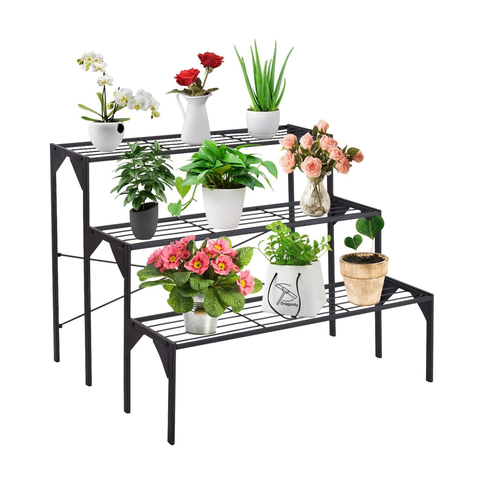 KOMFOTTEU Blumenständer Pflanzenständer Blumentreppe Blumenregal, für Garten Balkon