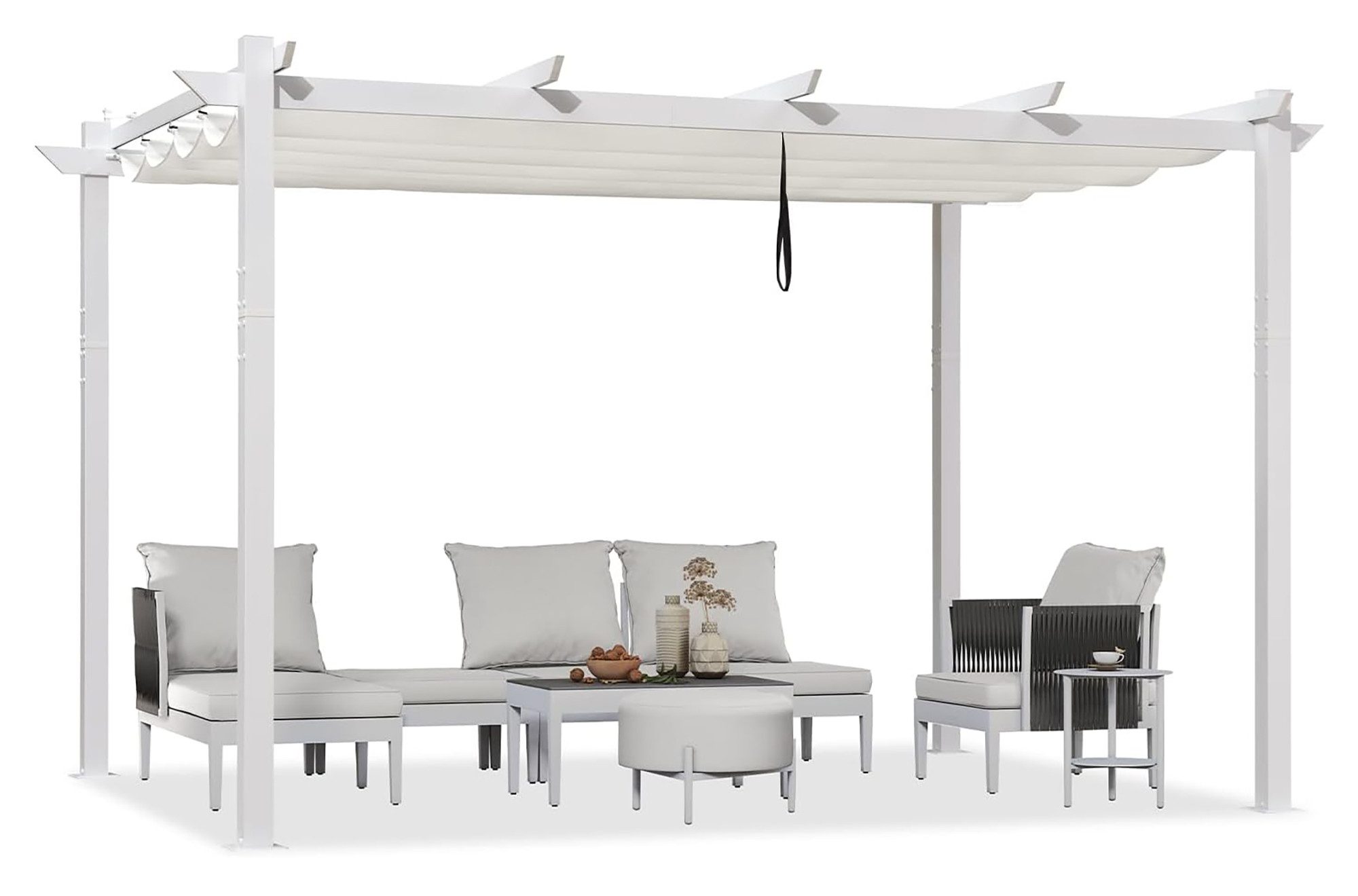 PURPLE LEAF Pergola 3 x 4 m Pavillon mit Schiebedach Aluminium Wasserdicht, UV-Schutz, BxTxH: 400x300x245 cm, (Komplettes Set, 1Pergola), Gartenpavillon Stabil & Winterfest, Terrasse, Balkon
