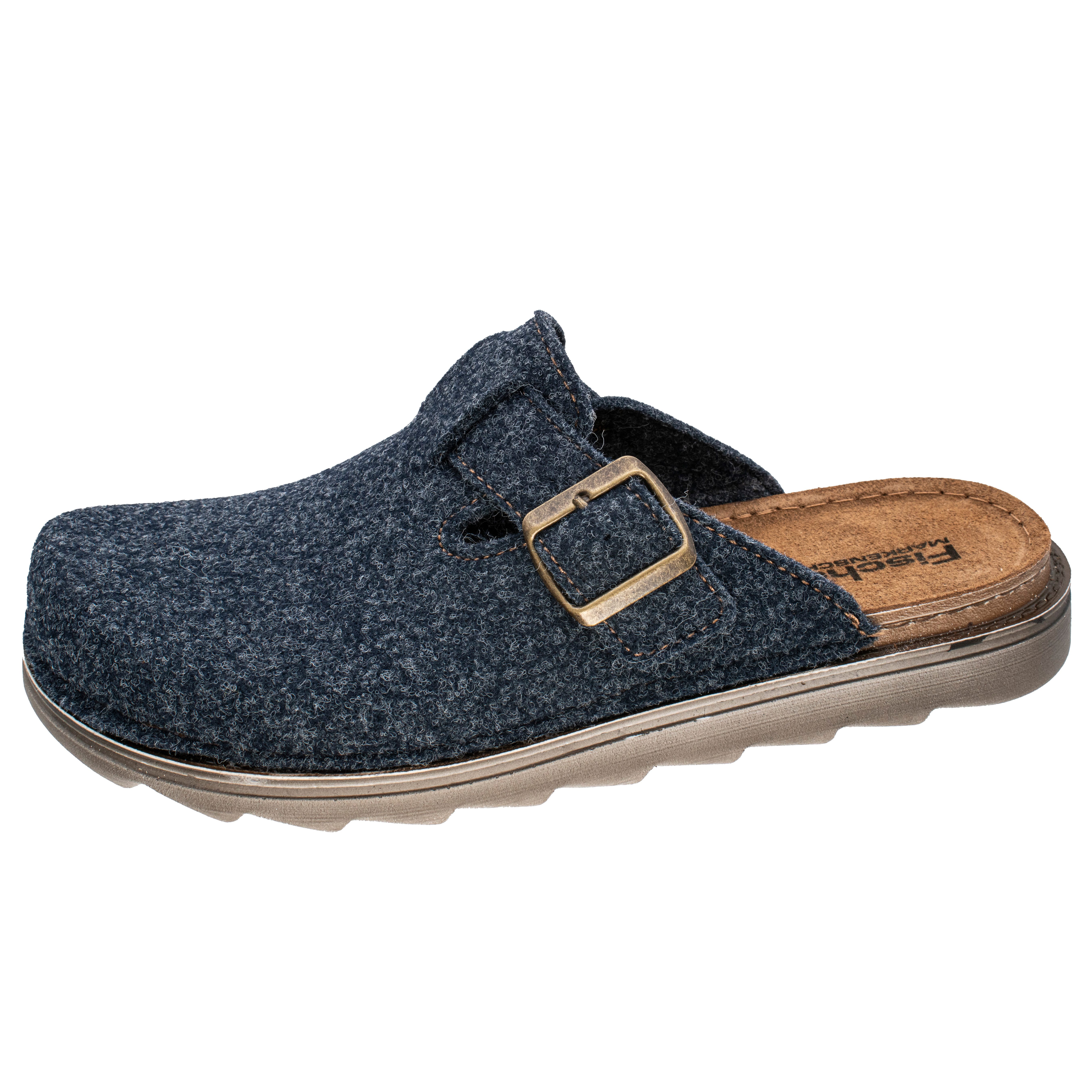 Fischer-Markenschuh Lars Pantoffel aus recyceltem PET Filz, leicht gepolstertes Lederfußbett