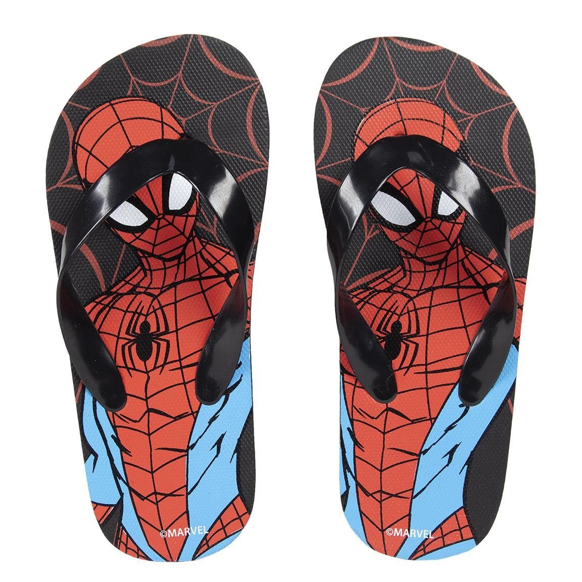 MARVEL Spiderman Jungen Kinder Sandalen Zehentrenner Gr. 26 bis 33, Blau oder Schwarz