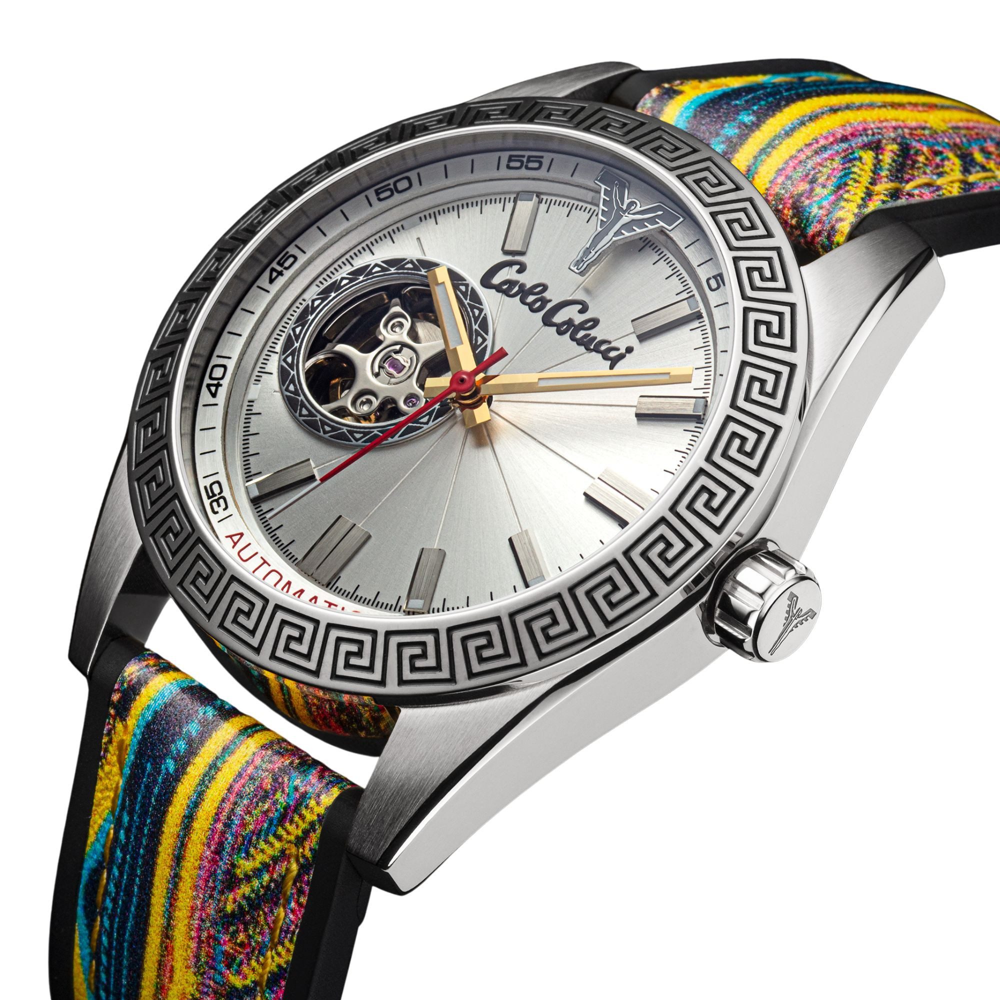 CARLO COLUCCI Automatikuhr CC302-2, Armbanduhr, Herrenuhr, Mechanische Uhr, Silikonarmband, analog