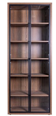 Composad Aktenschrank DAVINCI, mit 2 Glastüren und 6 Fächern, verstellbare Böden, Höhe 217,5 cm, 100% recyceltes Holz, Made in Italy