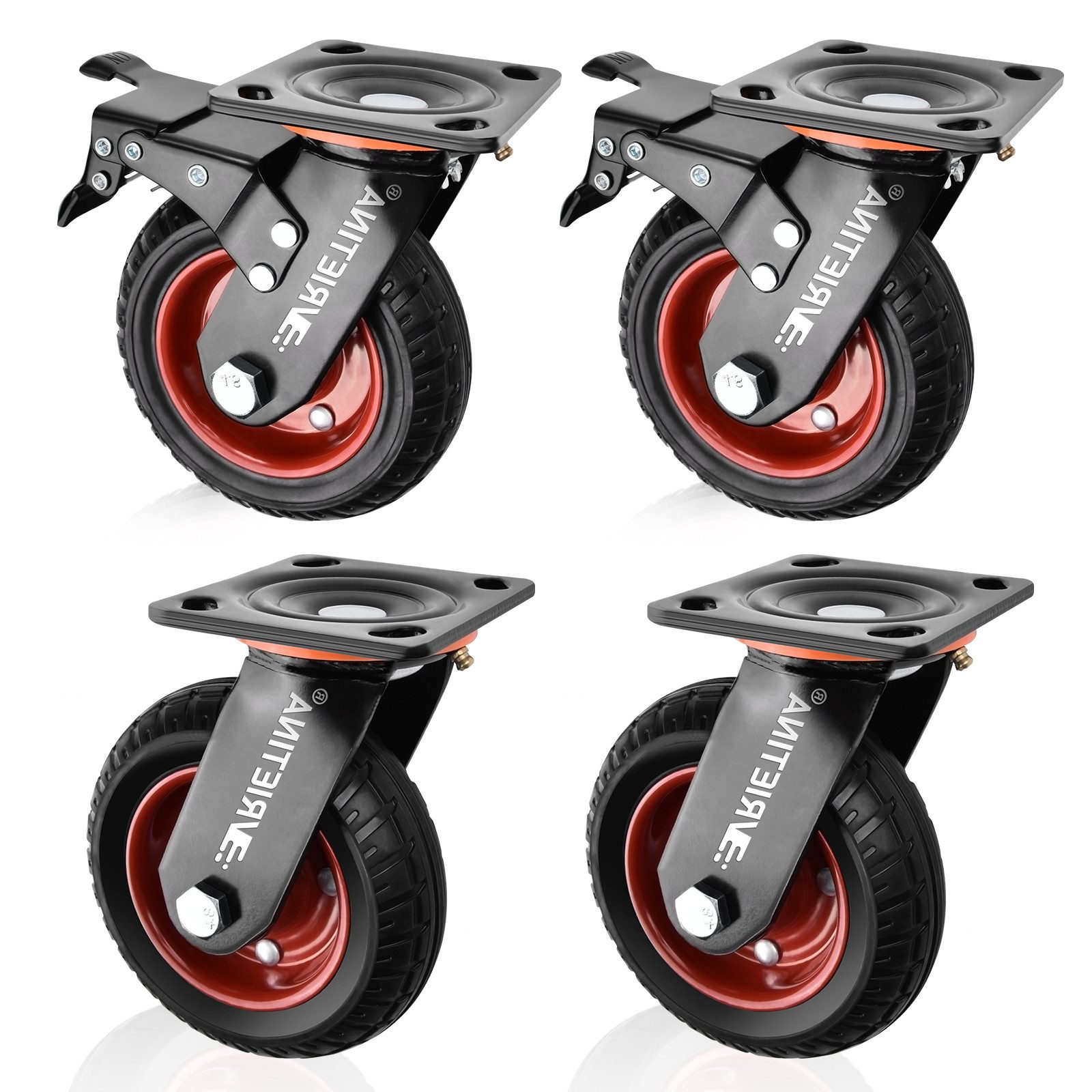 4 Stück Lenkrolle 150mm Transportrolle Schwerlastrollen Set