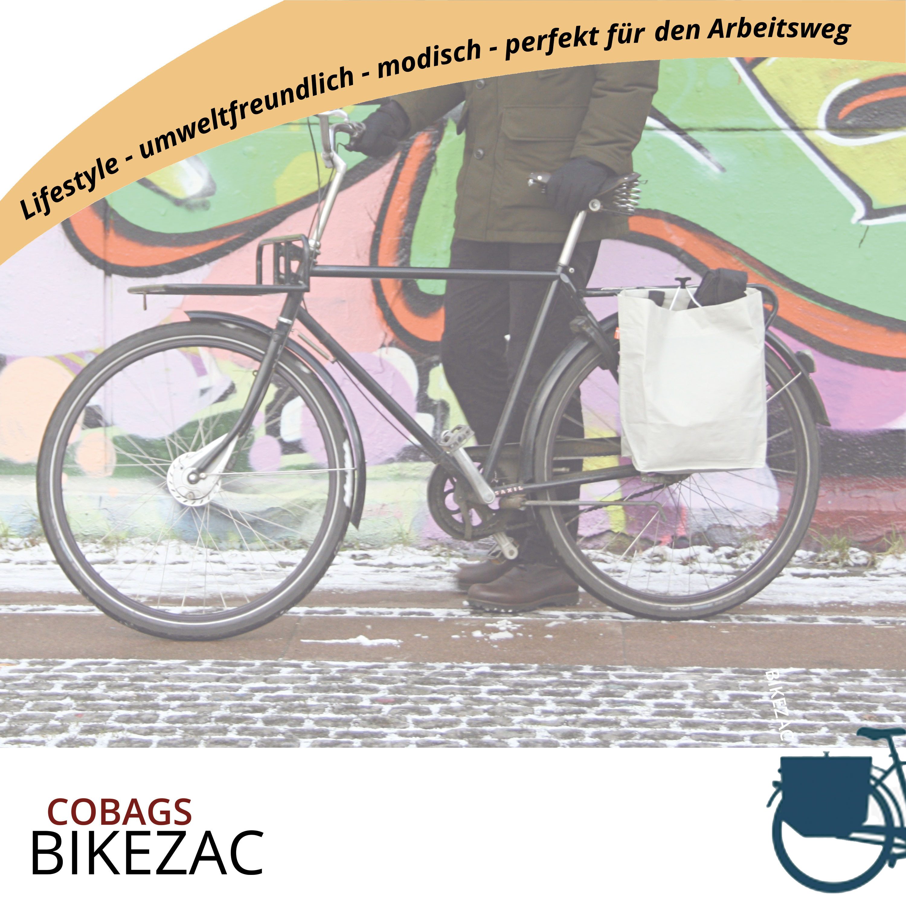 BIKEZAC Shopper 2er Set COBAGS 2.0 Taschen Schwarz – Wiederverwendbar & stabil (Fahrrad Einkaufstasche schwarz – Flach, stabil & umweltfreundlich, Fahrradeinkaufstasche wasserdicht Gepäckträger Einkaufswagen), Stabil & praktisch – Von der Radfahrt direkt in den Supermarkt