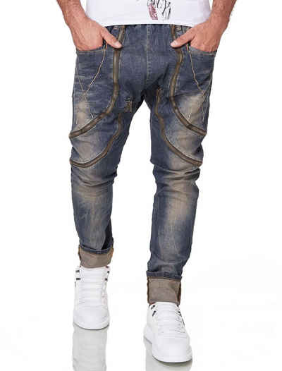 KINGZ Bequeme Jeans mit trendige Zierreißverschlüssen