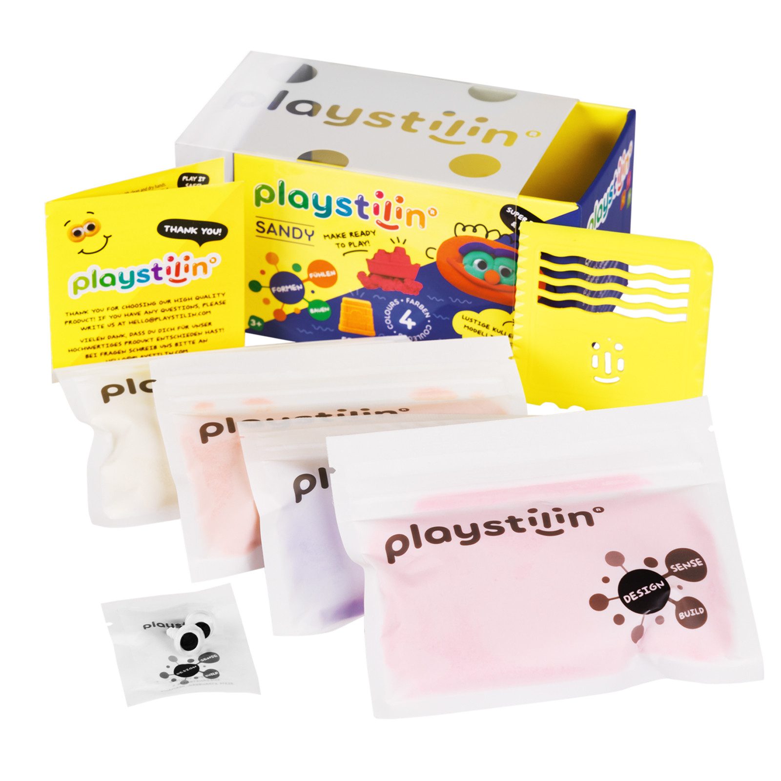 Playstilin® Кинетический песок SANDY (Knetset, 1-tlg., mit Kulleraugen und Modellierwerkzeug), sandig leichte Spielknete, nicht trocknend