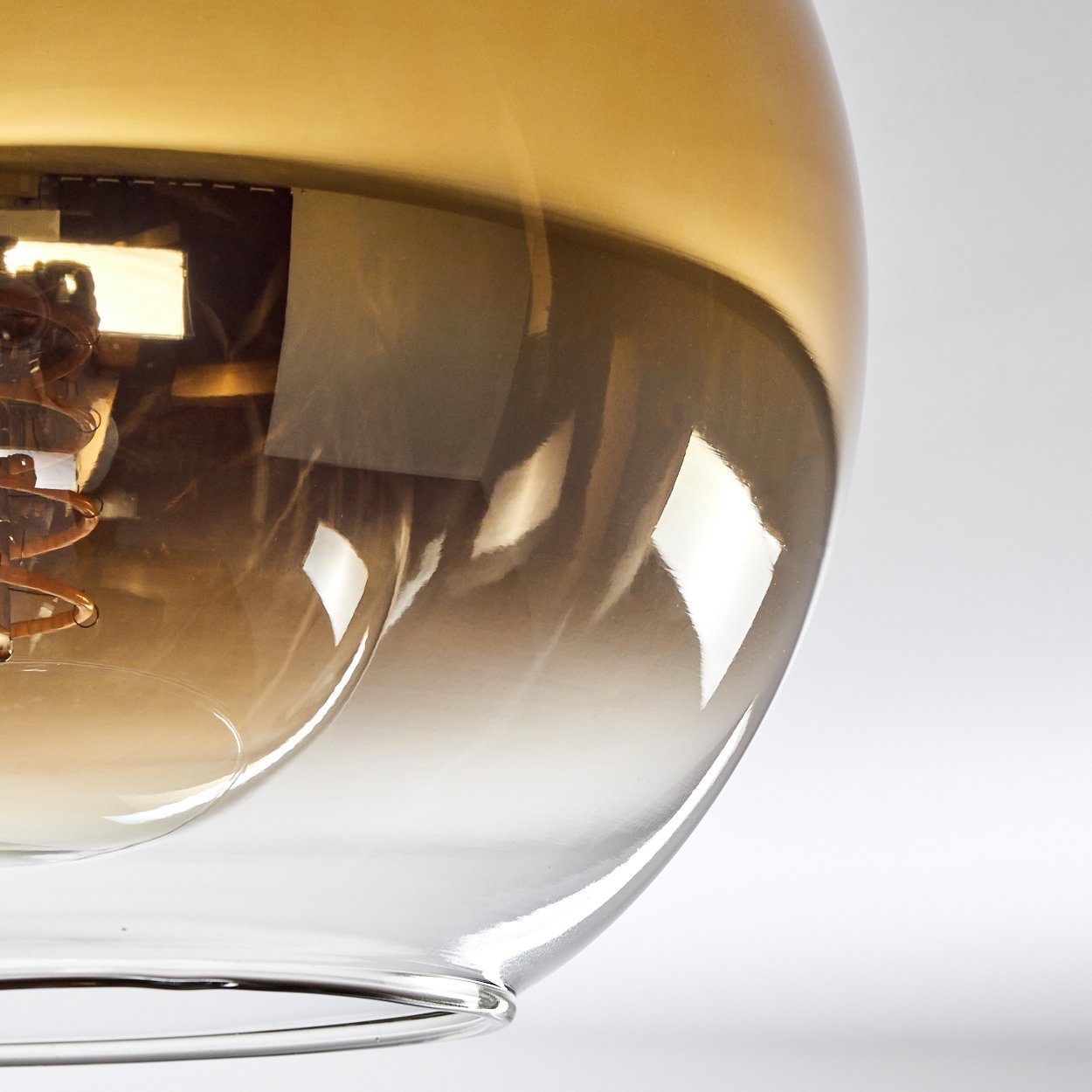3xE27 Leuchte Leuchtmittel, mit im Deckenlampe (20cm), »Cesaro« hofstein Schwarz/Goldfarben/Klar, Retro/Vintage-Design in Metall/Glas aus Deckenleuchte Glas aus ohne Schirmen