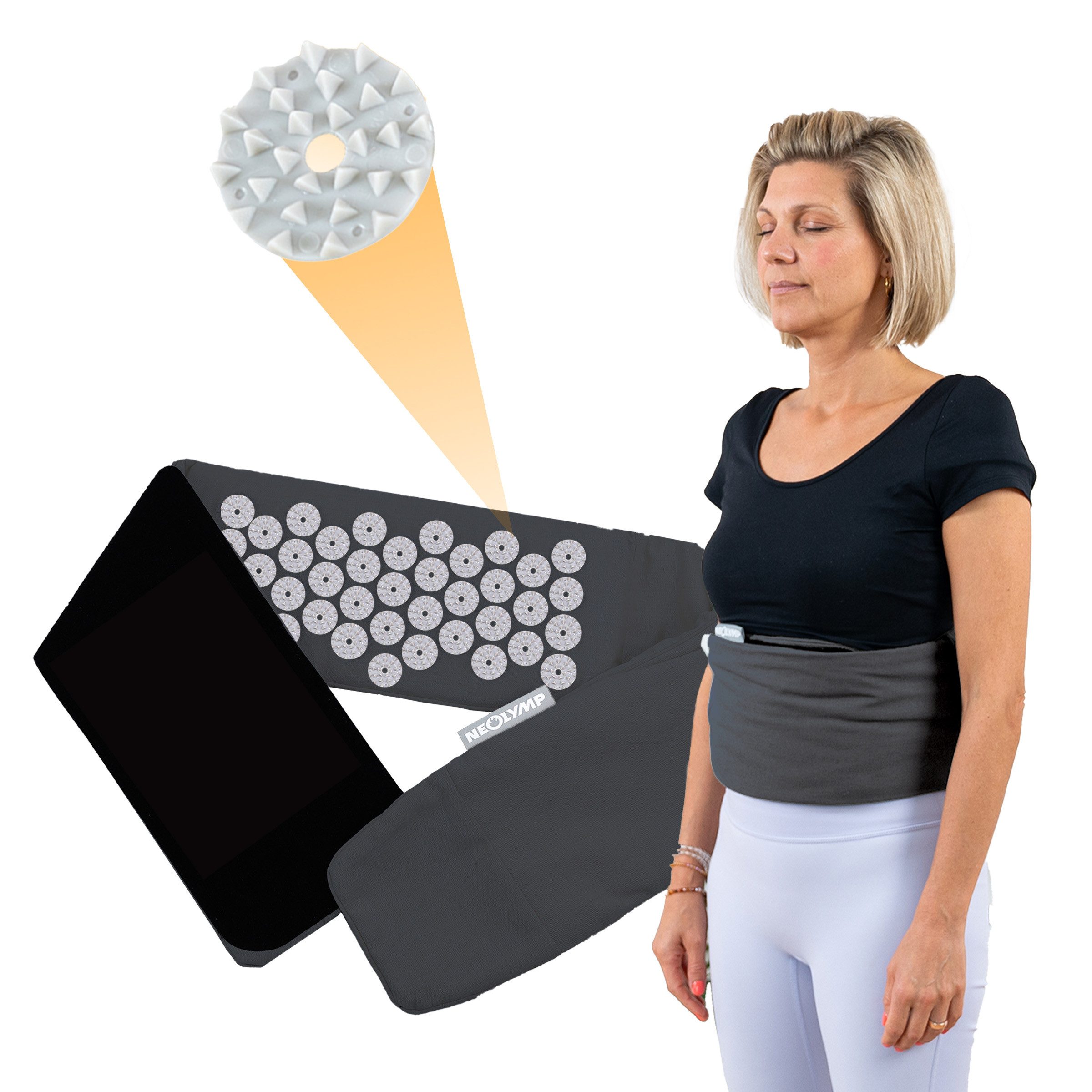 NEOLYMP Shiatsu-Massagegürtel Akupressurgürtel - Anpassbarer Lendengürtel, Akupressurmatte, Massage, Массажный пояс - Vielseitige Stimulation - waschbar - Nagelmatte Rücken, Akupunktur Ремни - Umweltfreundlich, verstellbarer Klettverschluss