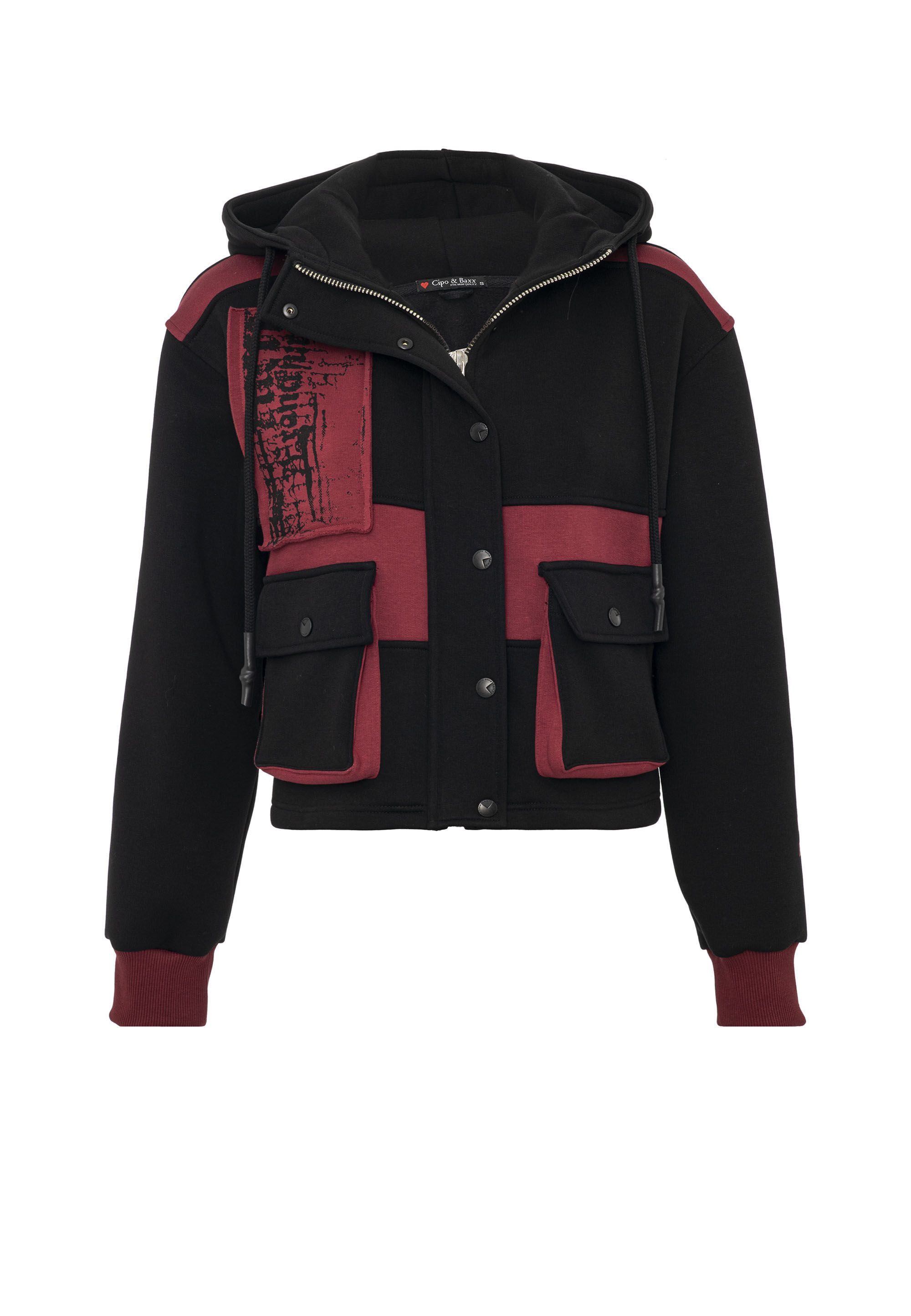 Cipo & Baxx Sweatjacke Sweatjacke (1-tlg) Kapuze mit Kordelzug