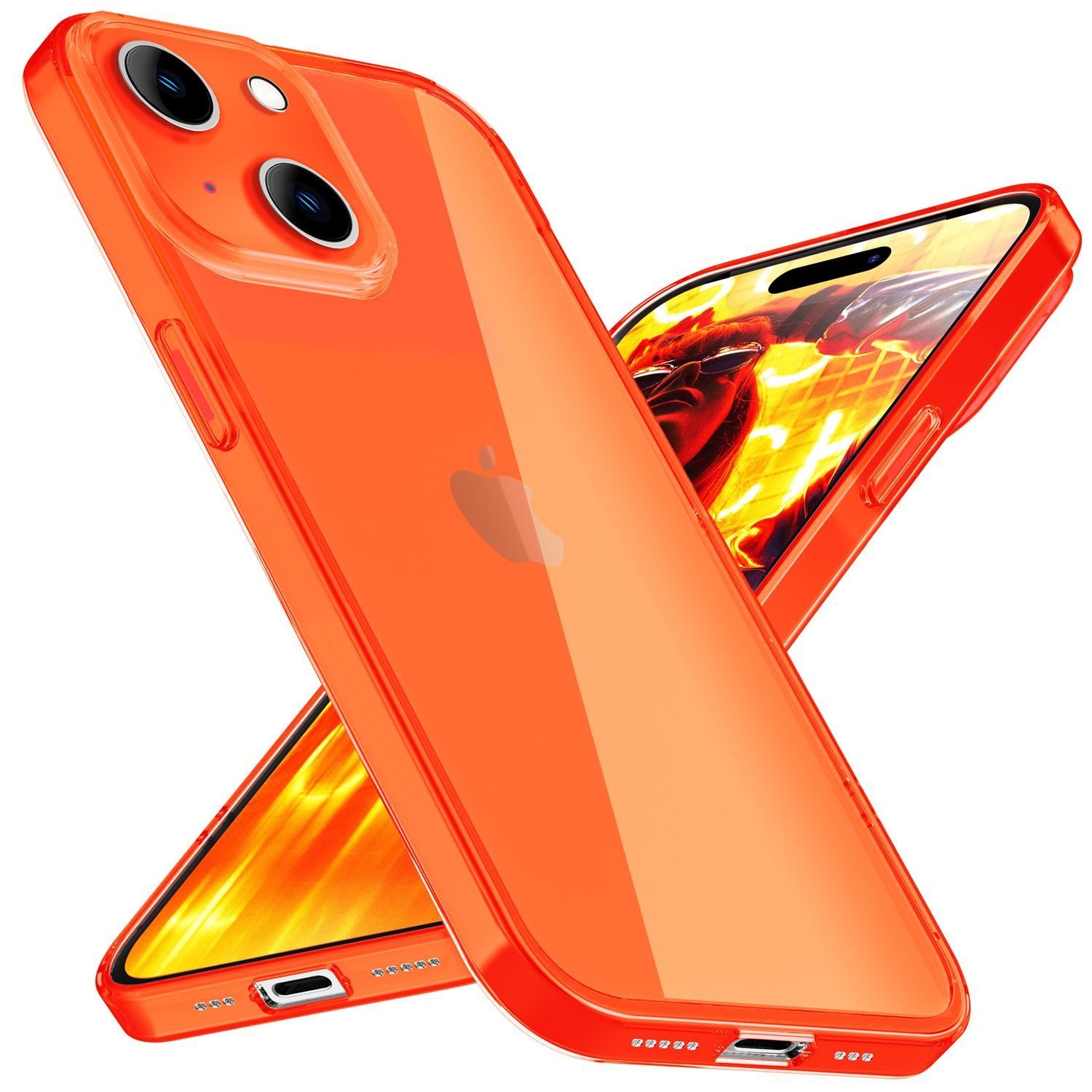 Nalia Smartphone-Hülle Apple iPhone 15, Klare Neon Silikon Hülle / Bunt / Durchsichtig Transparent / Slim Case