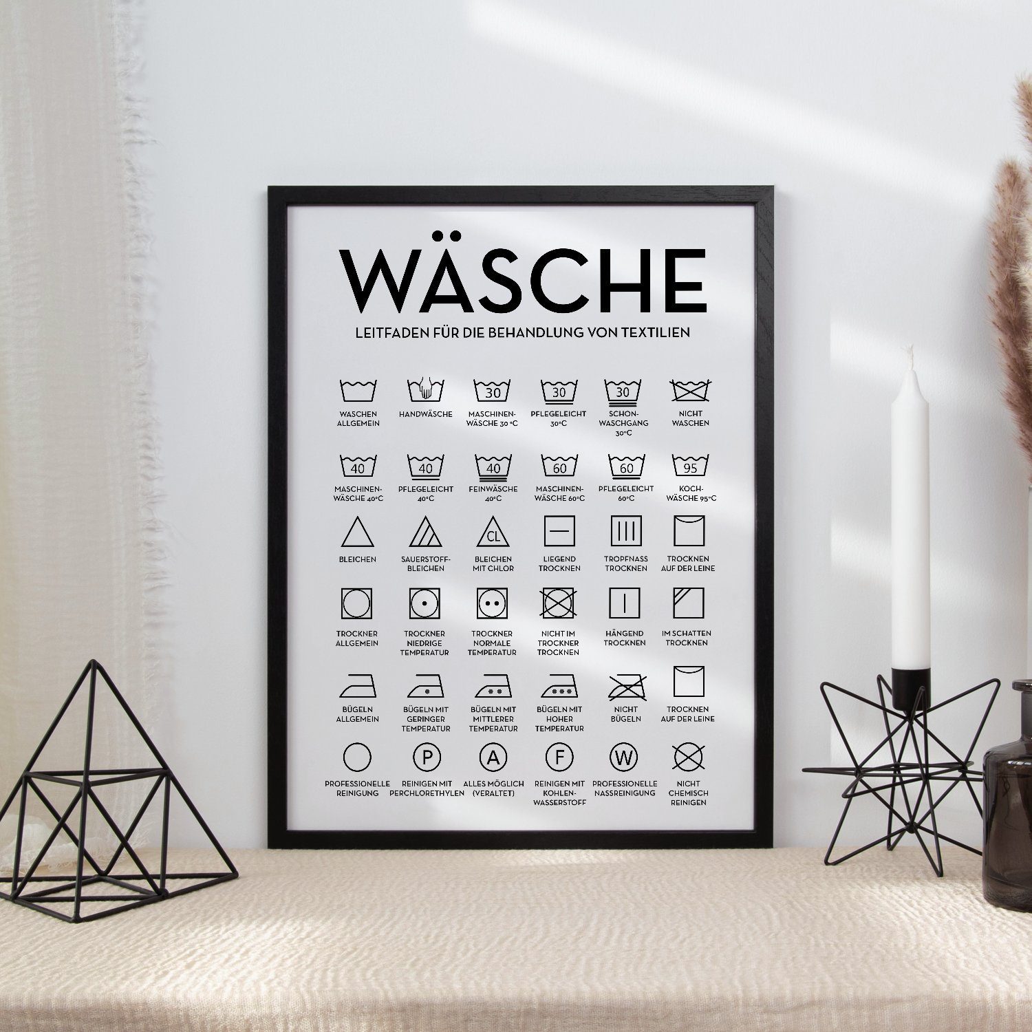 Tigerlino Poster Wäsche Pflegesymbole Waschraum Wandbild Hauswirtschaftsraum Wanddeko – Bild 3 von 4