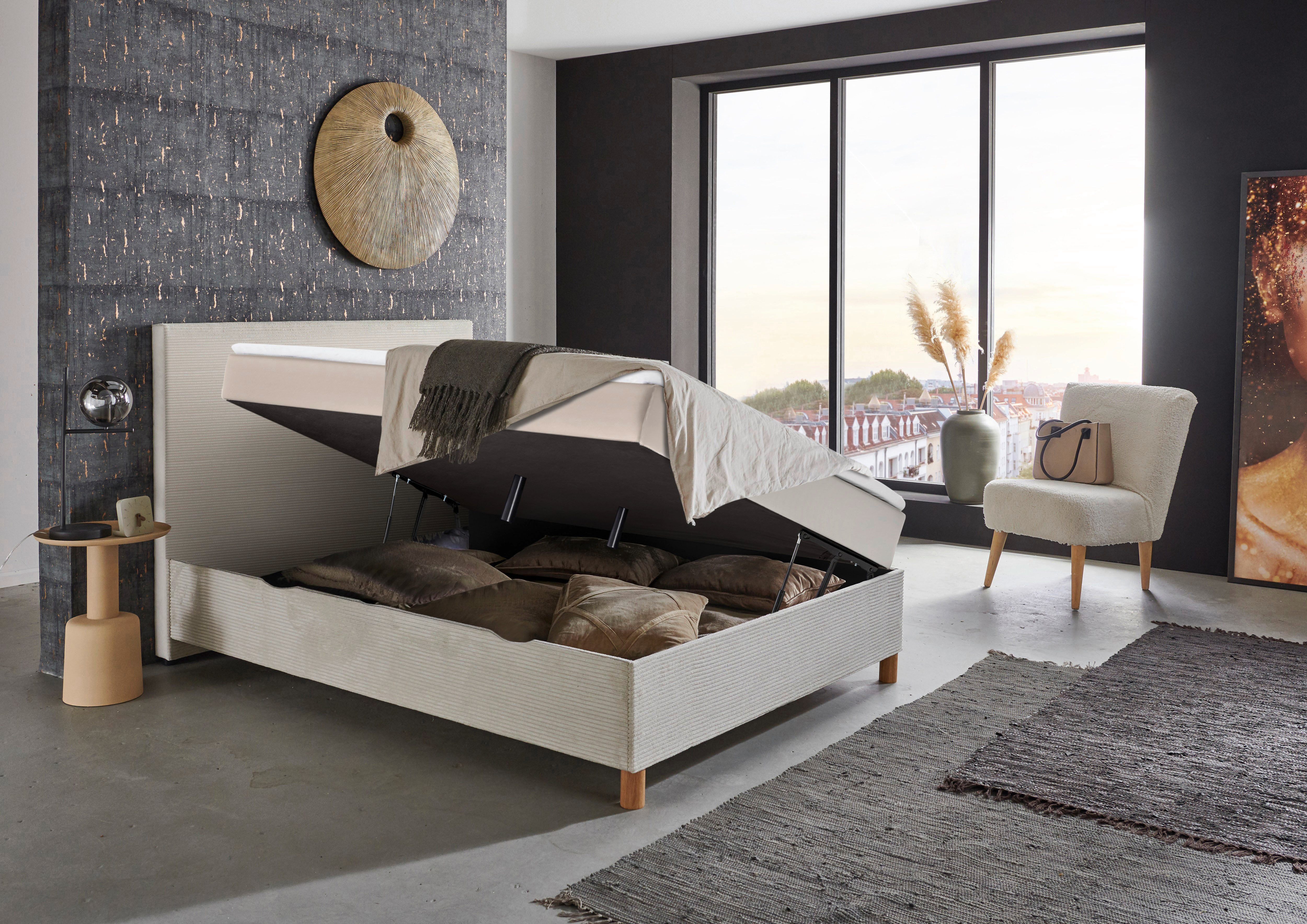 meise.möbel Boxbett Korsika inkl. Bettkasten, mit Cord-Stoff bezogen