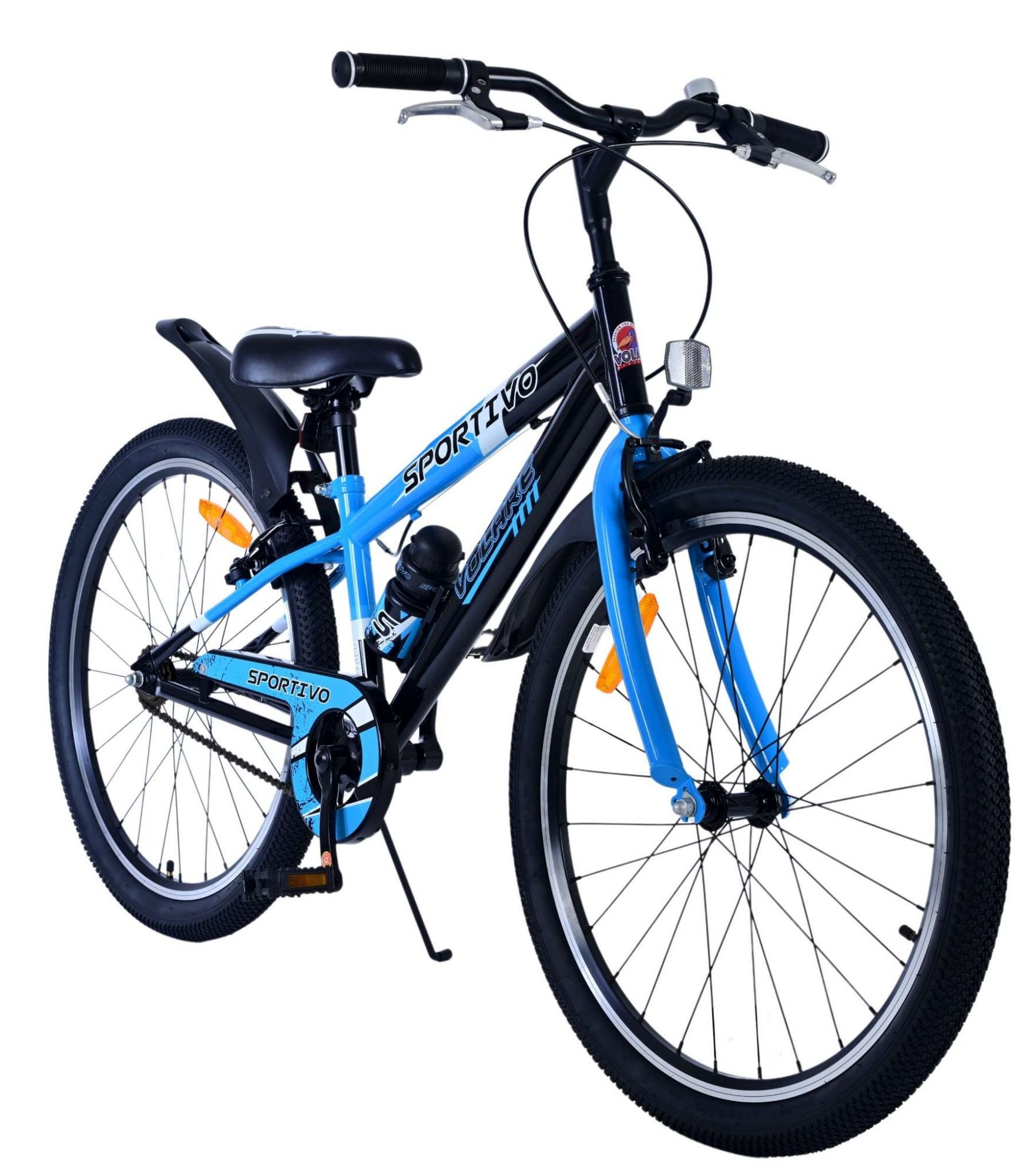Volare Kinderfahrrad Volare Sportivo Kinderfahrrad für Jungen - 24 Zoll in Schwarz Blau, Alter: 8 - 10 Jahre, Rahmenhöhe: 31 cm, Luftbereifung