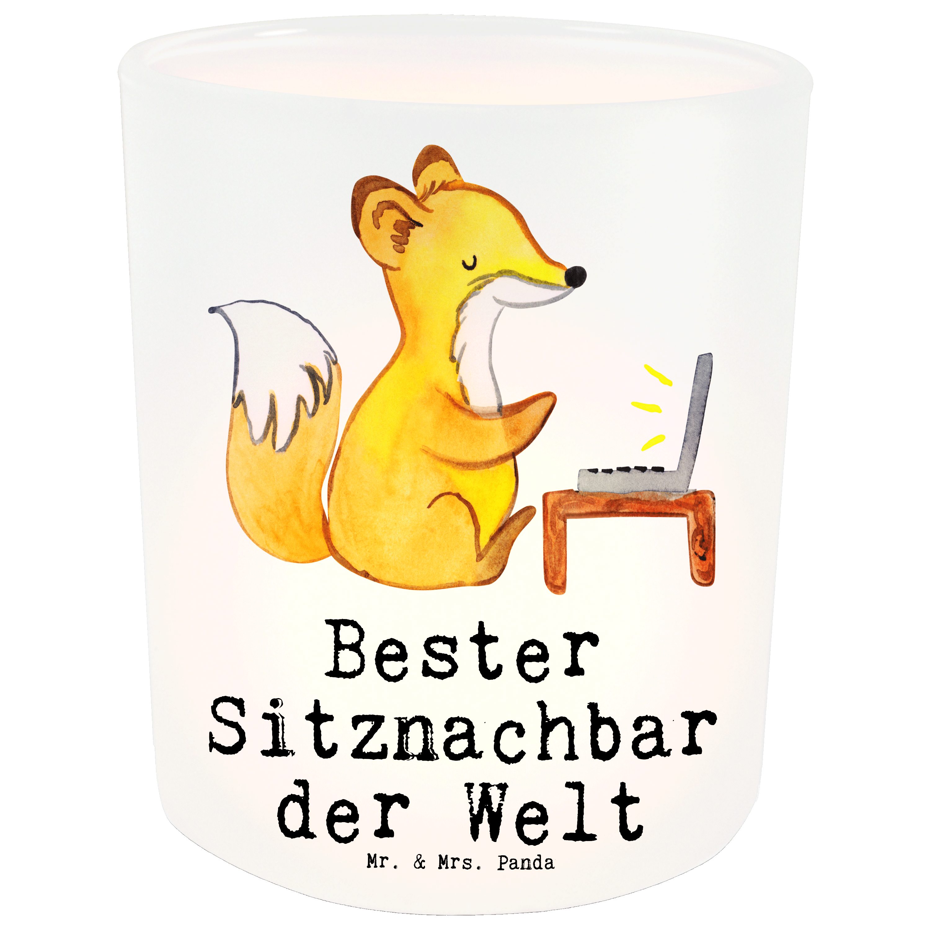 Mr. & Mrs. Panda Windlicht Fuchs Bester Sitznachbar der Welt - Transparent - Geschenk, Schule, D (1 St)