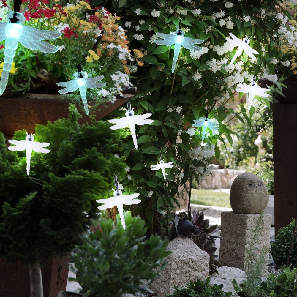 etc-shop LED Dekolicht, 3er Set LED Solar Lichter Ketten Libellen