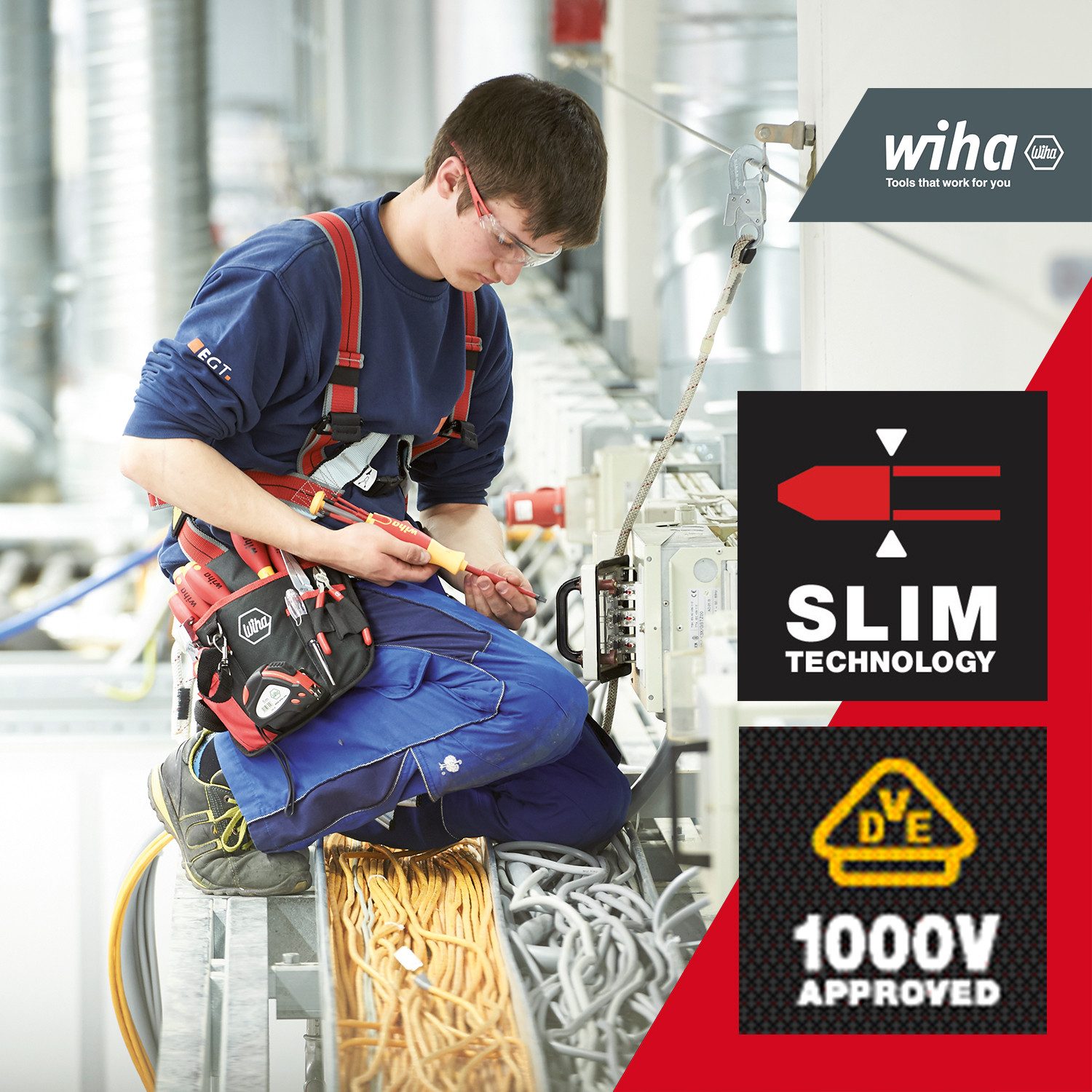 Wiha Schraubendreher LiftUp electric Schlitz (38612), Phillips mit 6 slimBits, 1000V Sicherheit, Multifunktional, Elektriker