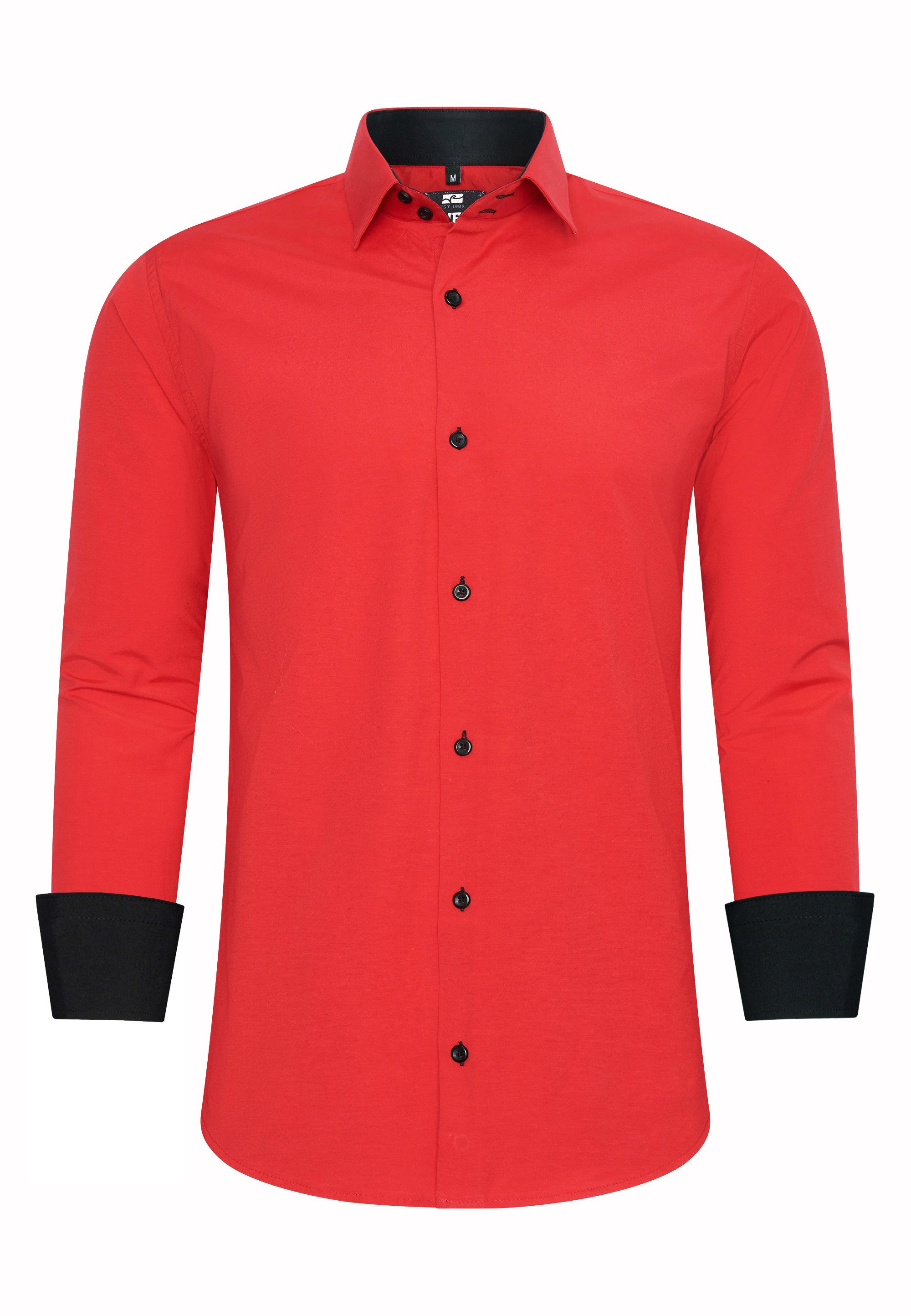 R-NEAL Businesshemd Herren Kontrast Hemd "R-NEAL" Hochzeit-Hemd Slim Fit Stretchhemd
