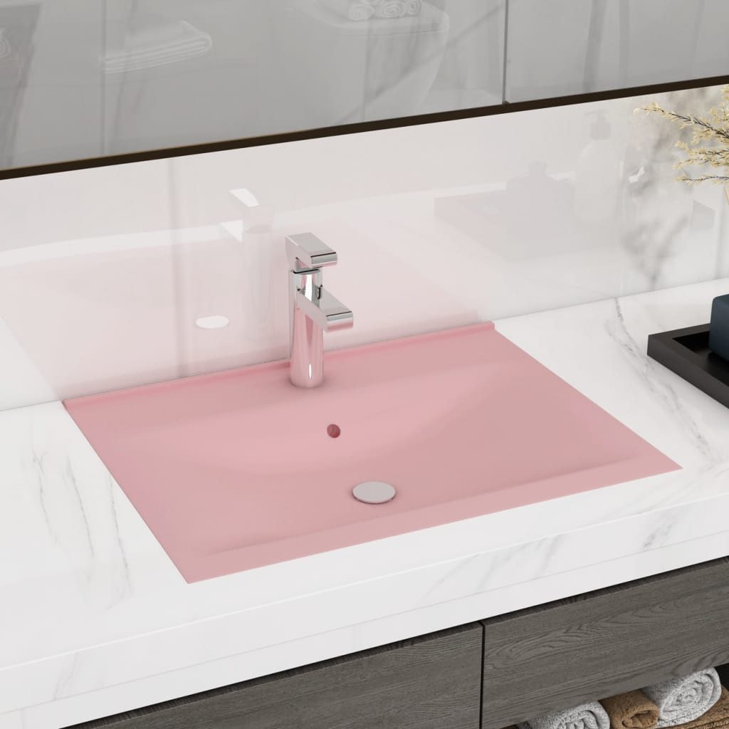 vidaXL Waschbecken, Luxus-Waschbecken mit Hahnloch Matt-Rosa 60x46 cm Keramik