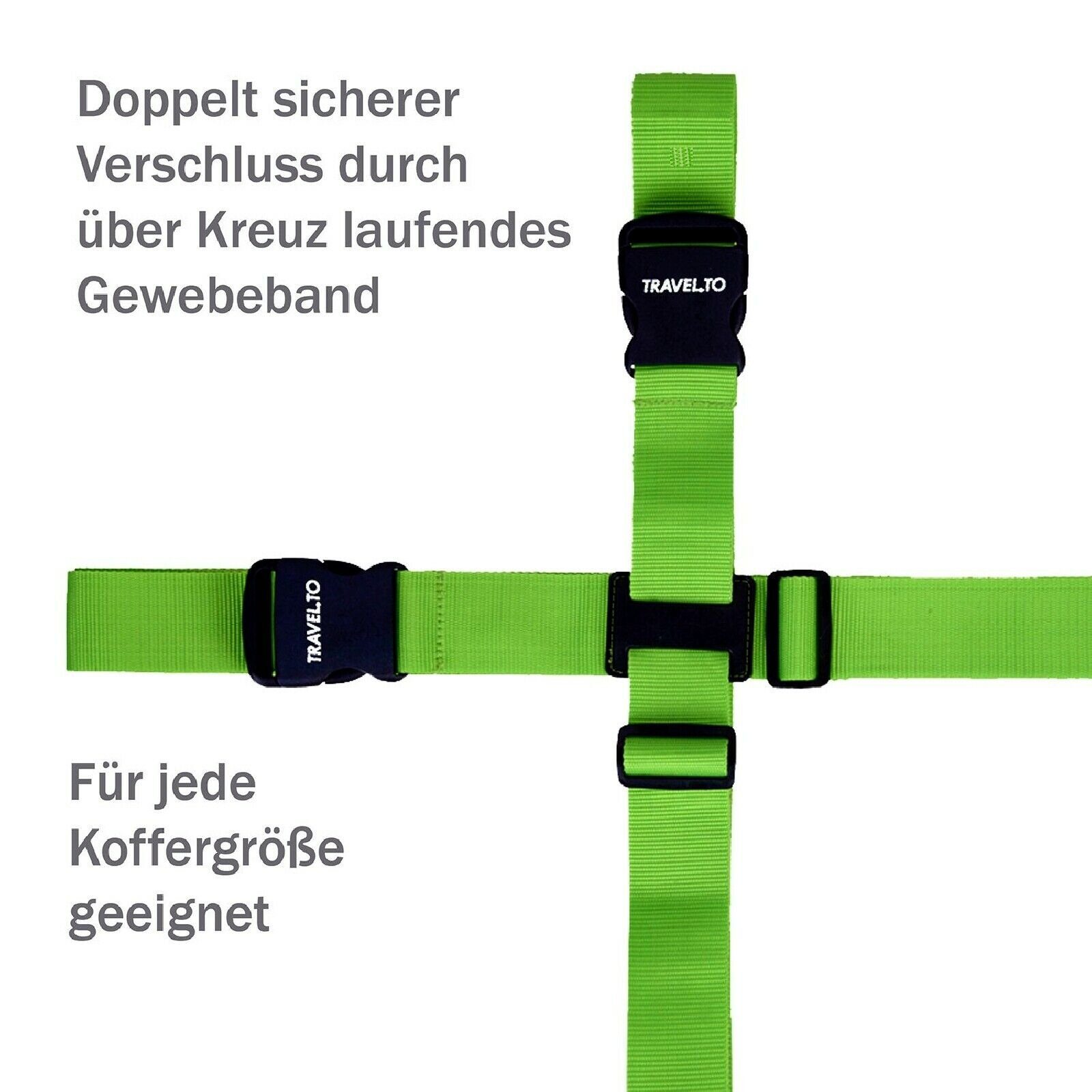 verschliessen von VARA Koffergurt TRAVELTO Trolleyset Gurt Gepäckgurt 2 Kreuz Meter Gepäck zum