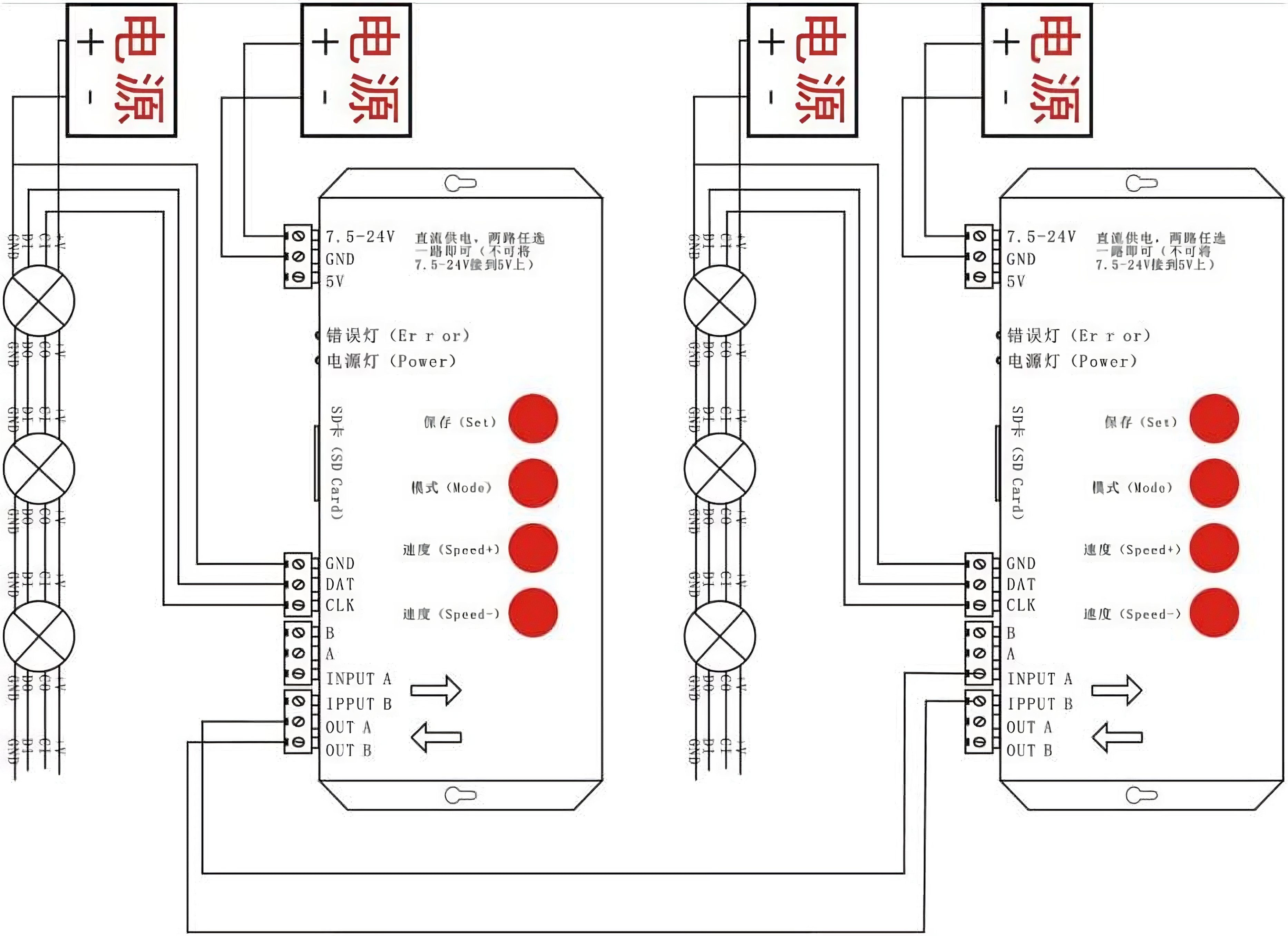 Arbeitstemperatur:-30—85℃ LED Controller Smarter LED-Lichtstreifen, Ogeled Pixel T1000S ws2812 WS2811