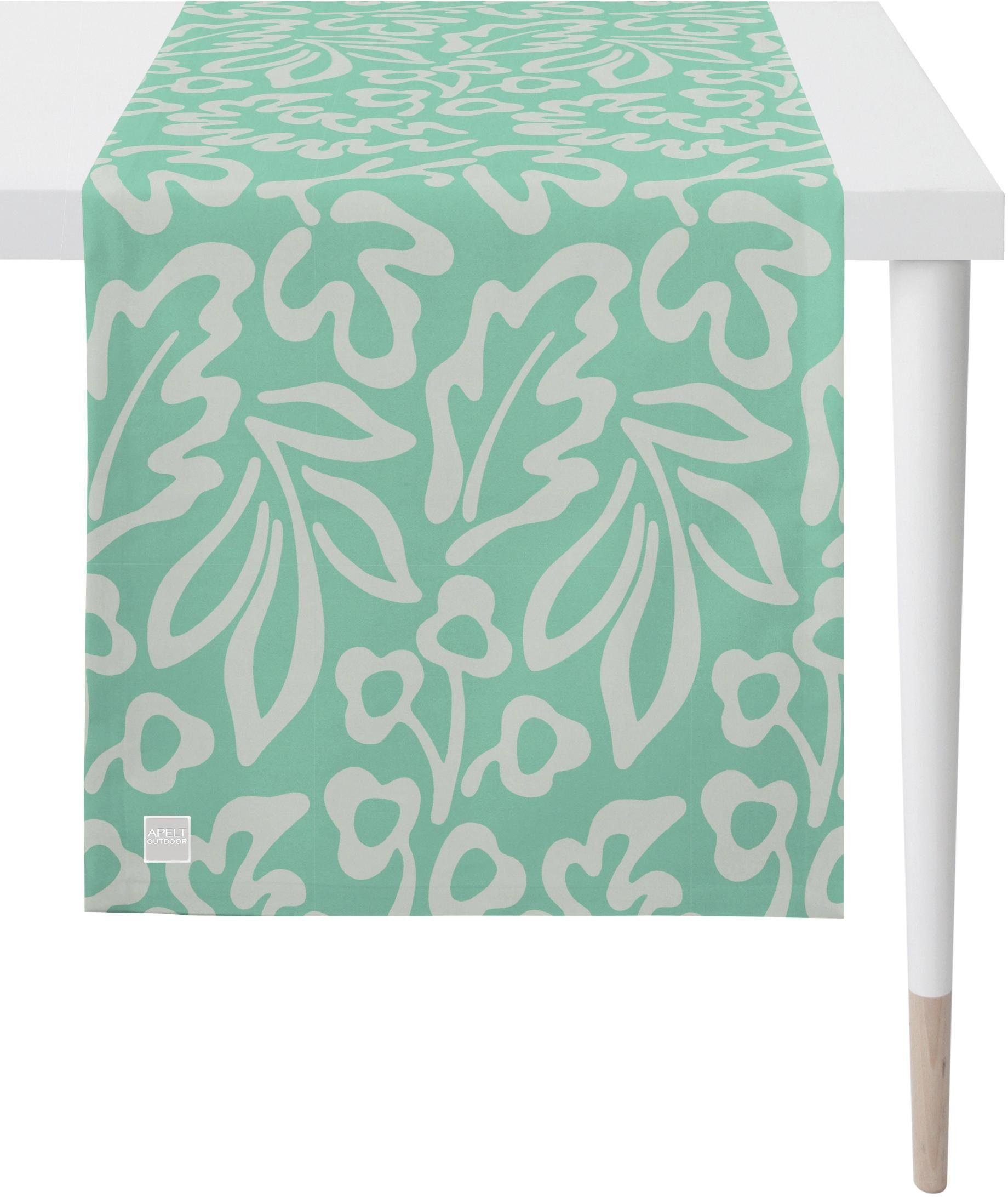 APELT Tischläufer 3971 (1-tlg), Sommer Jacquardgewebe Outdoor, mint/creme Sommerdeko