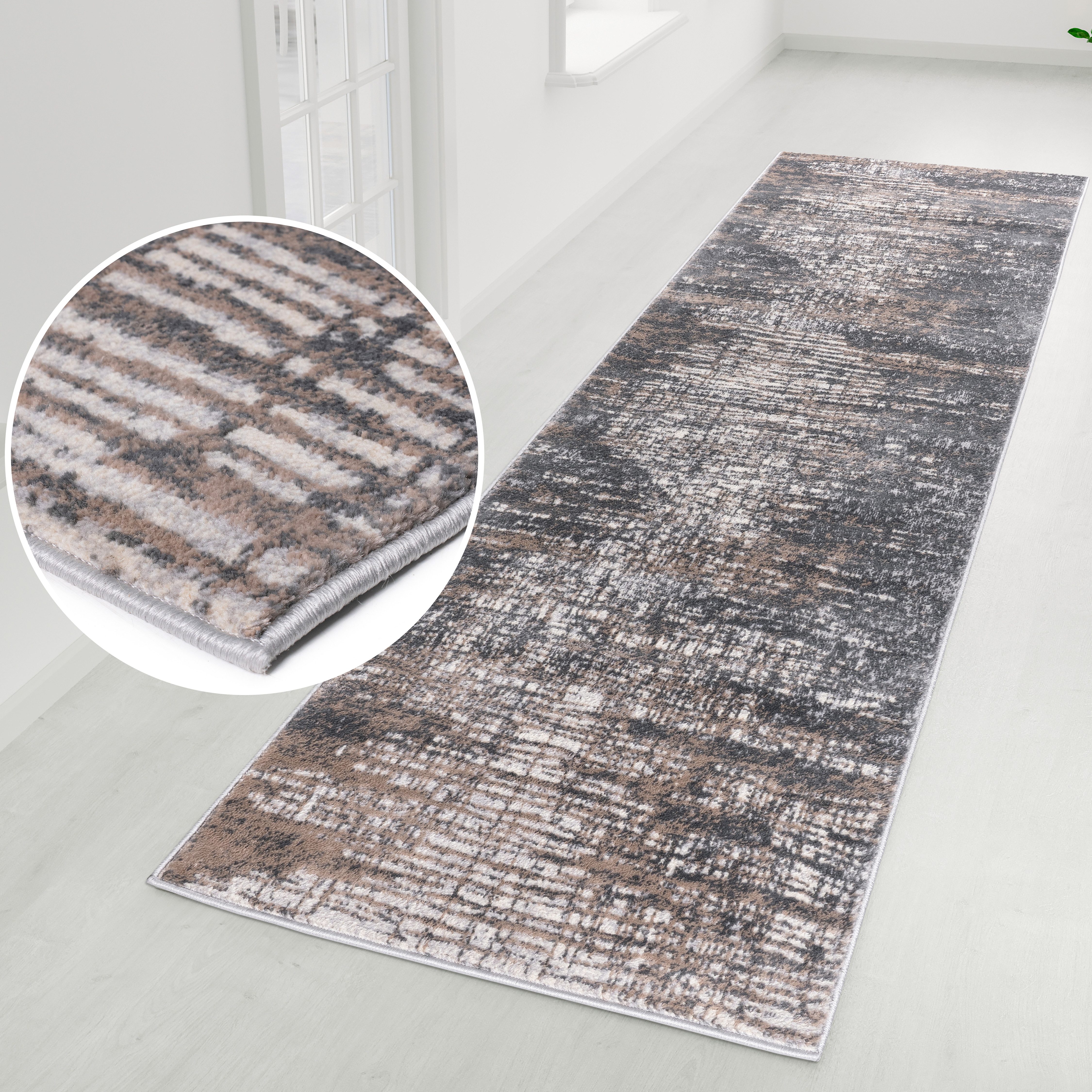 OTTO home Läufer Ariano, dezenter Glanz mit Hoch-Tief-Struktur, rechteckig, Höhe: 12 mm, Vintage Design, Schrumpf Carving-Effekt, Wohnzimmer, Flur