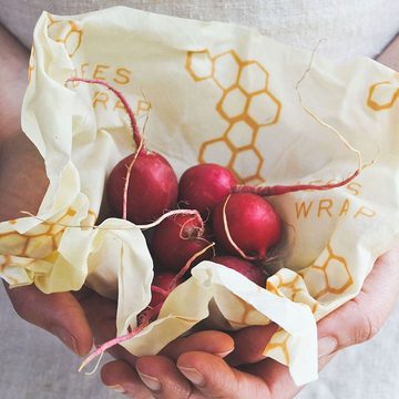 Bee’s Wrap Vorratsdose Bee’s Wrap Bee´s Wrap 3er Set L 33 cm x 35 cm, Bio-Baumwolle Musselin, Bienenwachs, Jojobaöl, Baumharz