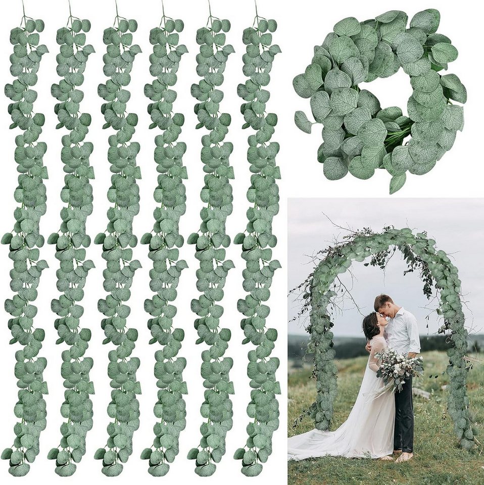Kunstranke 12 Stück Eukalyptus Girlande Künstlich Kunstpflanzen Eukalyptus Deko 2,1m Hängepflanzen Eukalyptusranke, Diwzbyn, Für Hochzeitsbögen, Tischdekoration, Garten & Wohnen