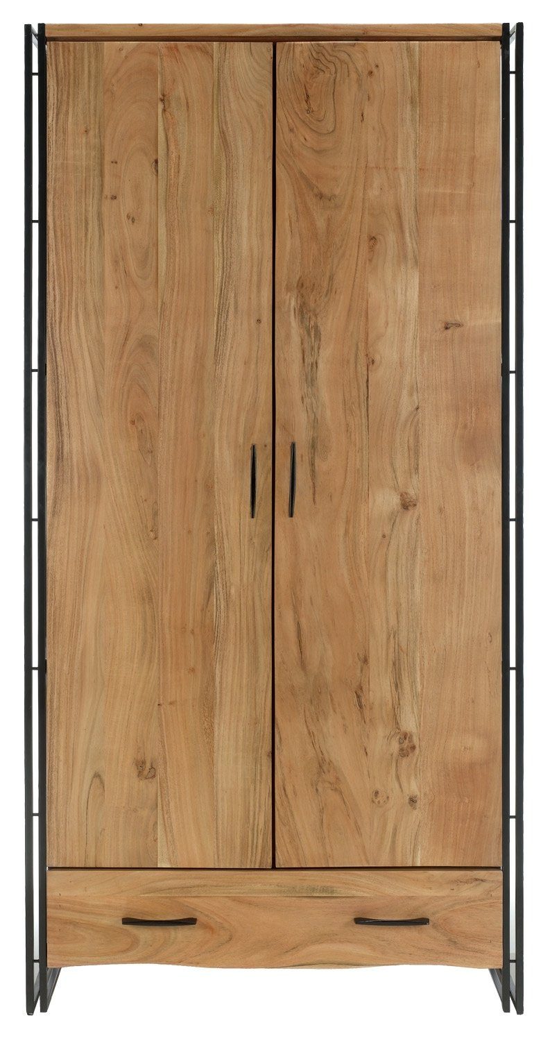 Vito Garderobenschrank EDGE, B 100 x H 200 cm, massives Akazienholz, mit 2  Türen und 1 Schublade
