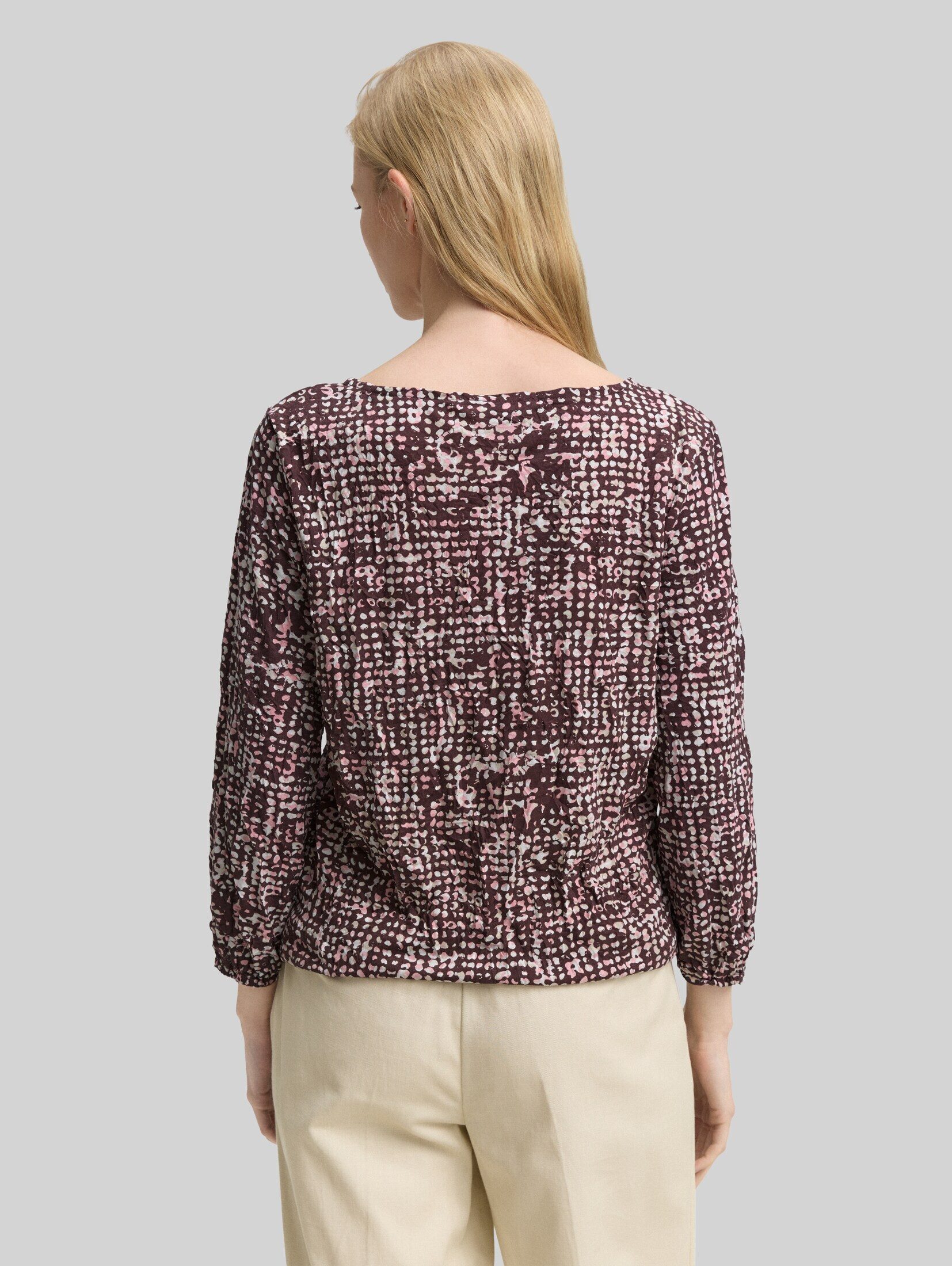 TOM TAILOR 3/4-Arm-Shirt T-Shirt Crinkle Blusenshirt mit Muster