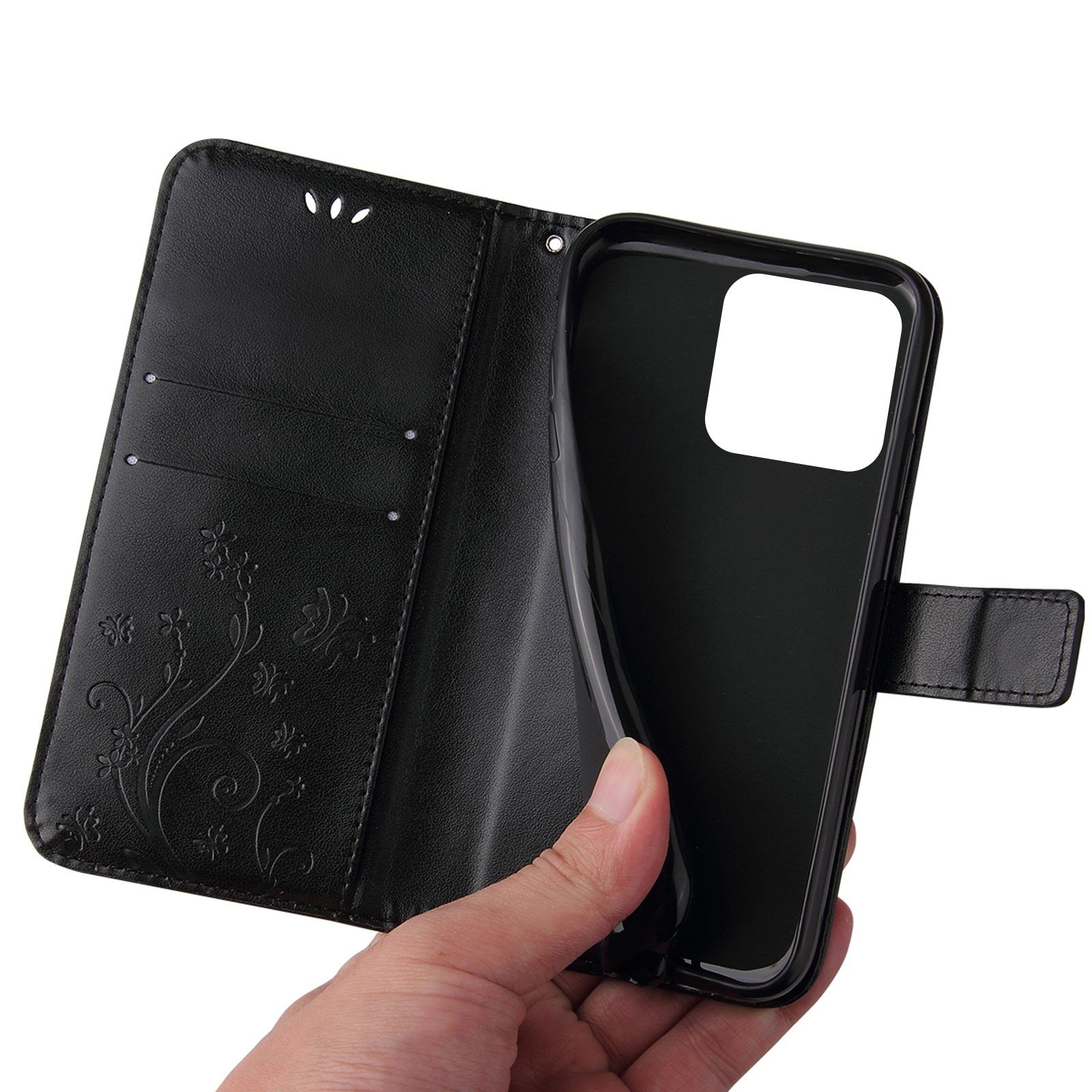 Tec-Expert Handyhülle Cover Tasche Hülle für Apple iPhone 15 Pro Max 6,7 Zoll, Klapphülle Case mit Kartenfach Fliphülle aufstellbar, Motiv Blumen