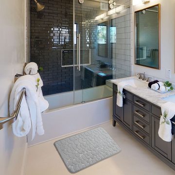 Duschmatte Intirilife, Memory-Schaum, Polyester, Duschvorleger Badmatte mit Memory-Schaum für Bad und Waschküche 80x50
