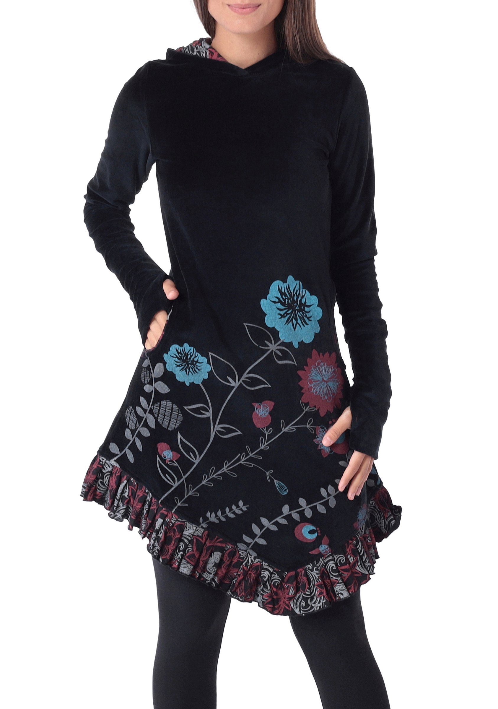 Samtkleid Elfenkleid mit Zipfelkapuze