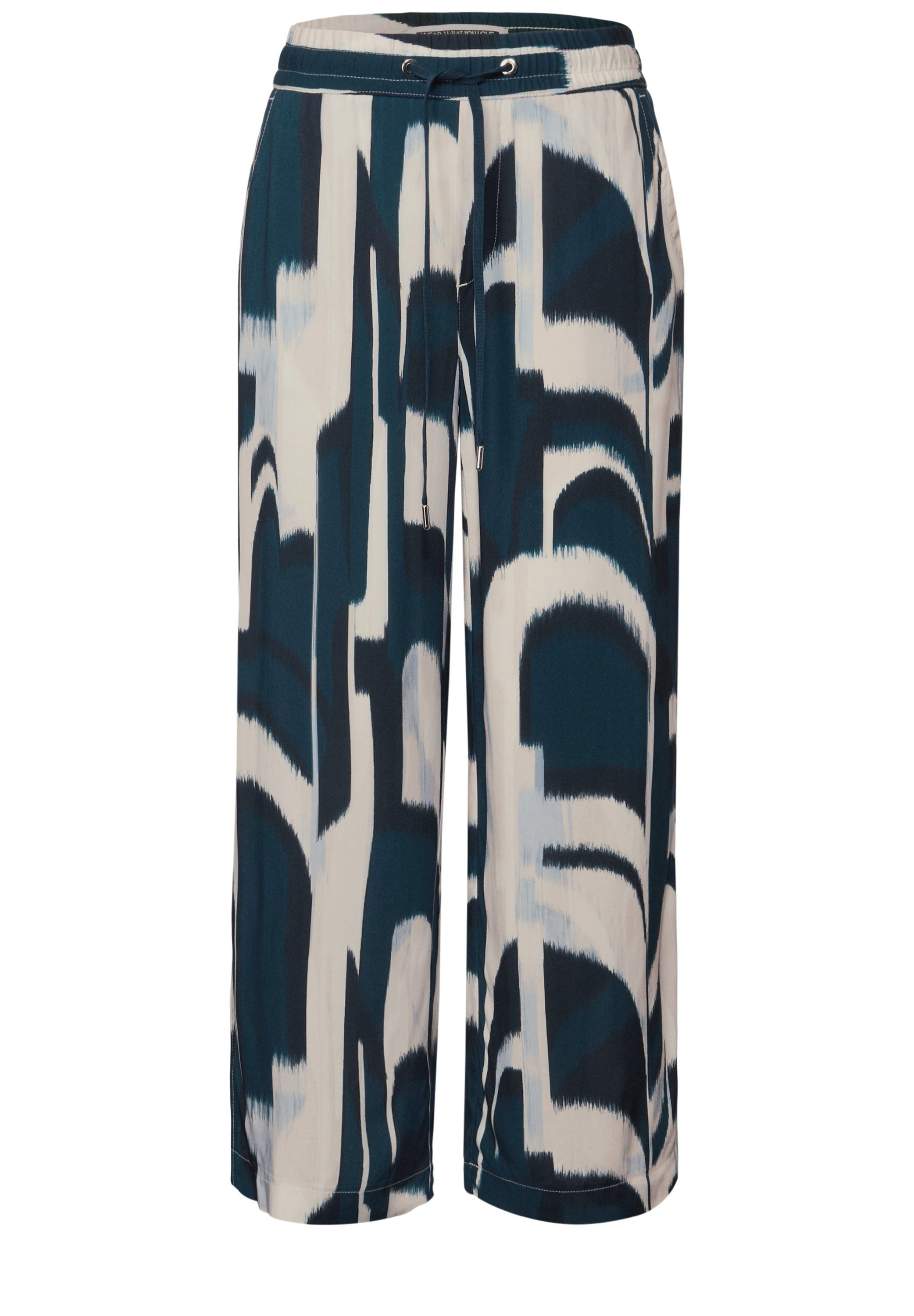 STREET ONE Stoffhose Gemusterte Wide Leg günstig online kaufen