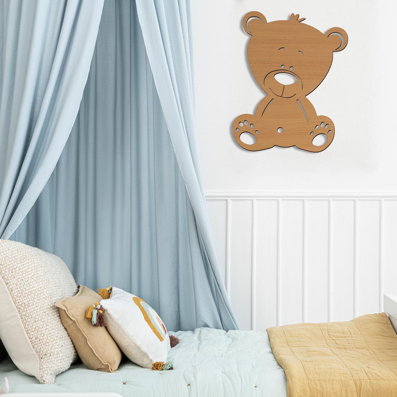 Holz, integriert, Nachtlicht Bär fest MDF Warmweiß LED Teddy I LED Wandlampe Nachtlicht Namofactur Kinderzimmer Kinder