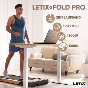 Letix Sports Laufband FoldPro 2in1 mit LCD-Display, Bluetooth & APP Funktion, für zu Hause und Büro, motorisiertes Fitnessgerät, Heimtrainer