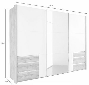 Wimex Schwebetürenschrank Level (Level, 1-St., Schwebetürenschrank) 300cm weiß Spiegel