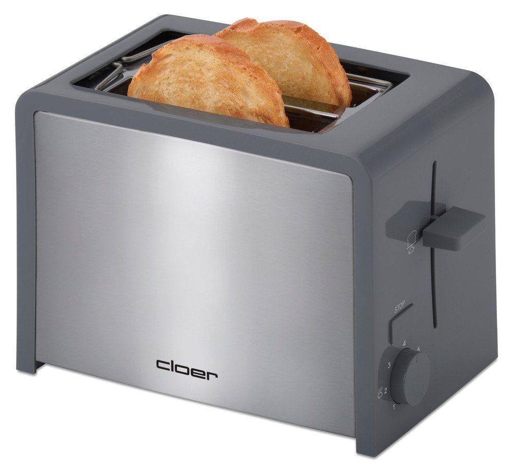 Cloer Toaster 3215, für Integrierter grau 2 Toast Toaster Stopptaste Brötchenaufsatz