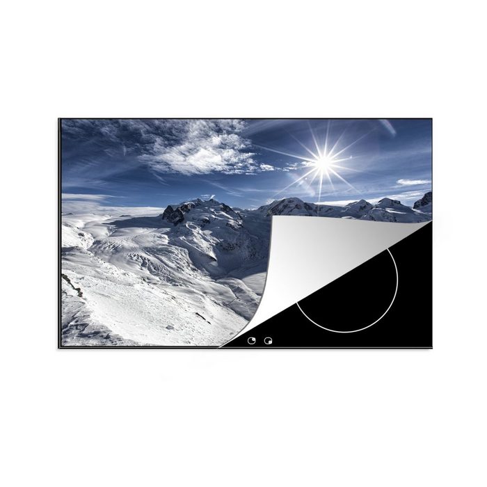 MuchoWow Herdblende-/Abdeckplatte Blick vom Gornergrat in den Schweizer Alpen auf den Aletschgletscher Vinyl (1 tlg) induktionskochfeld Schutz für die küche Ceranfeldabdeckung
