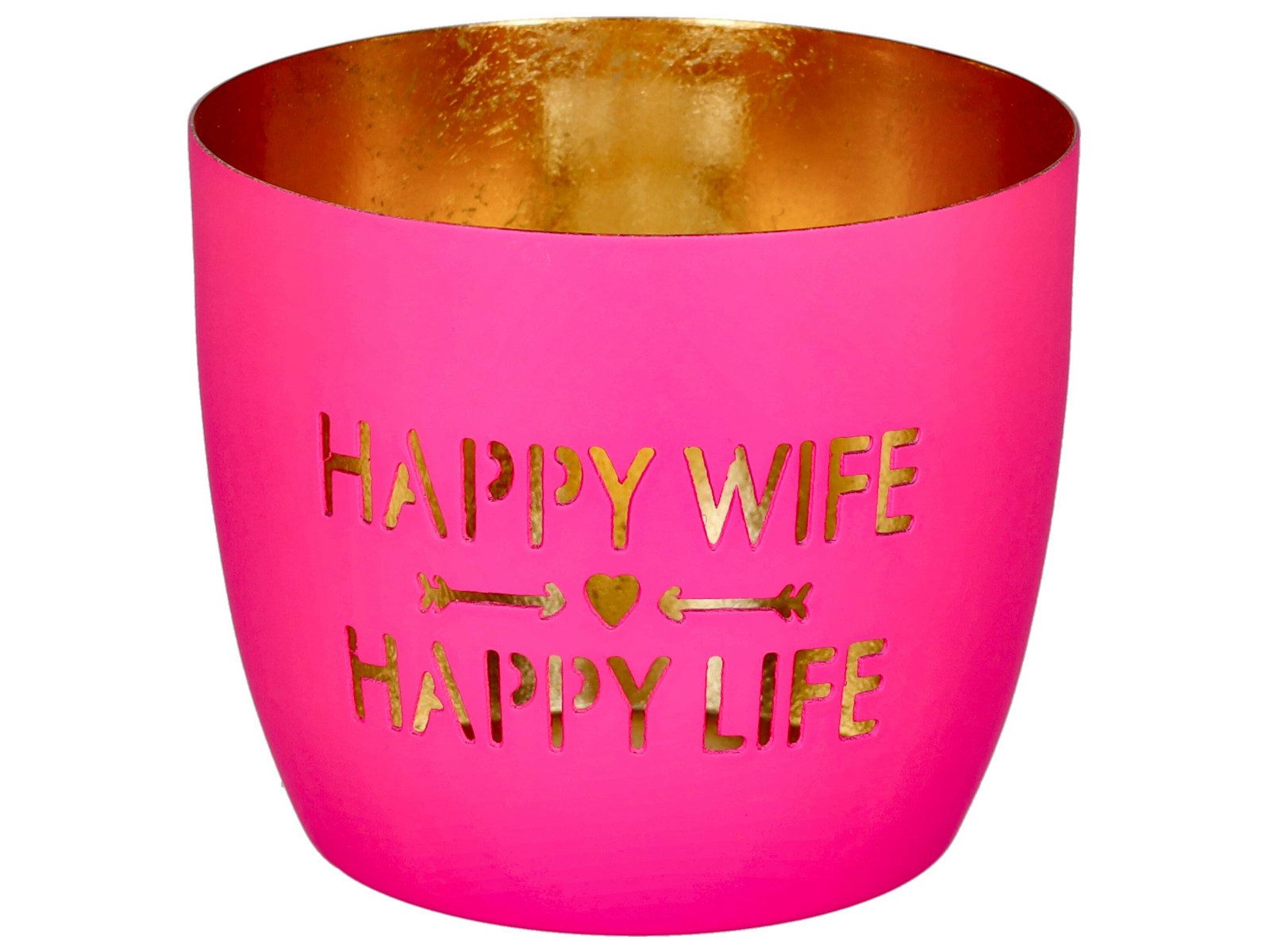 Giftcompany Windlicht Madras Windlicht M Happy wife, happy life hot pink/go günstig online kaufen