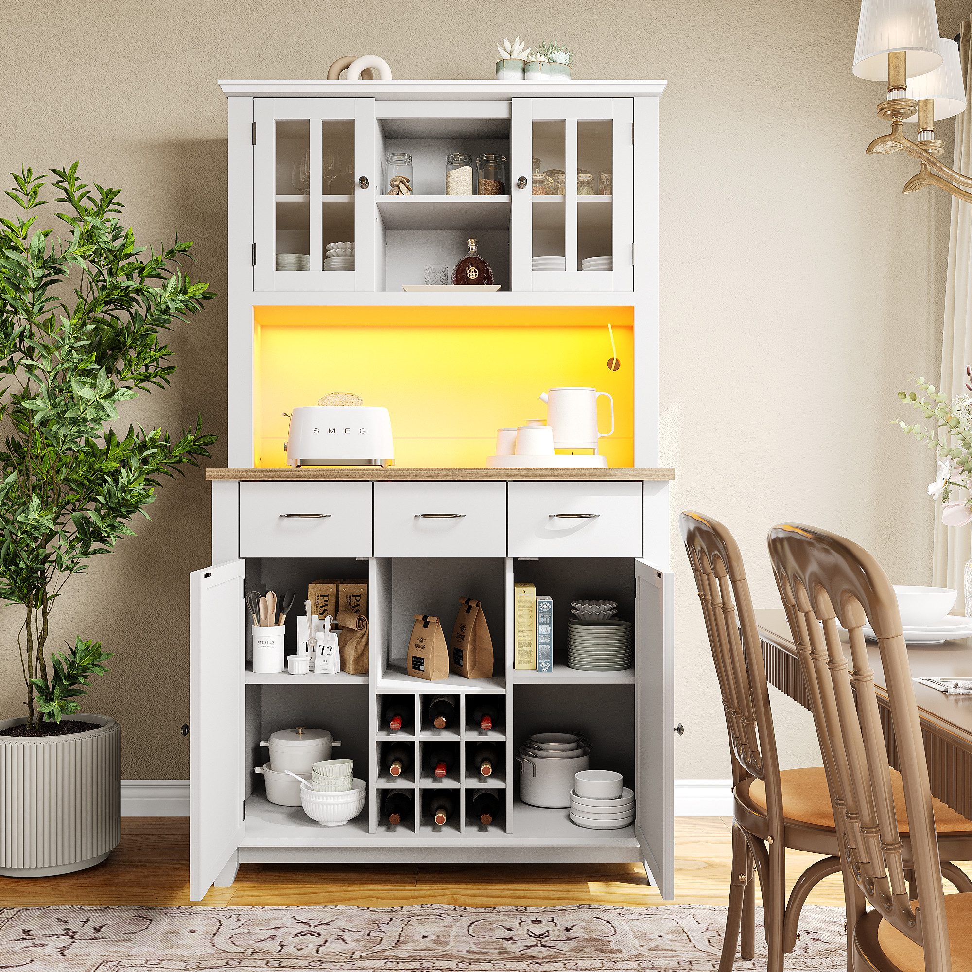 Gotagee Sideboard Küchenschrank Hochschrank Vitrinenschrank mit günstig online kaufen